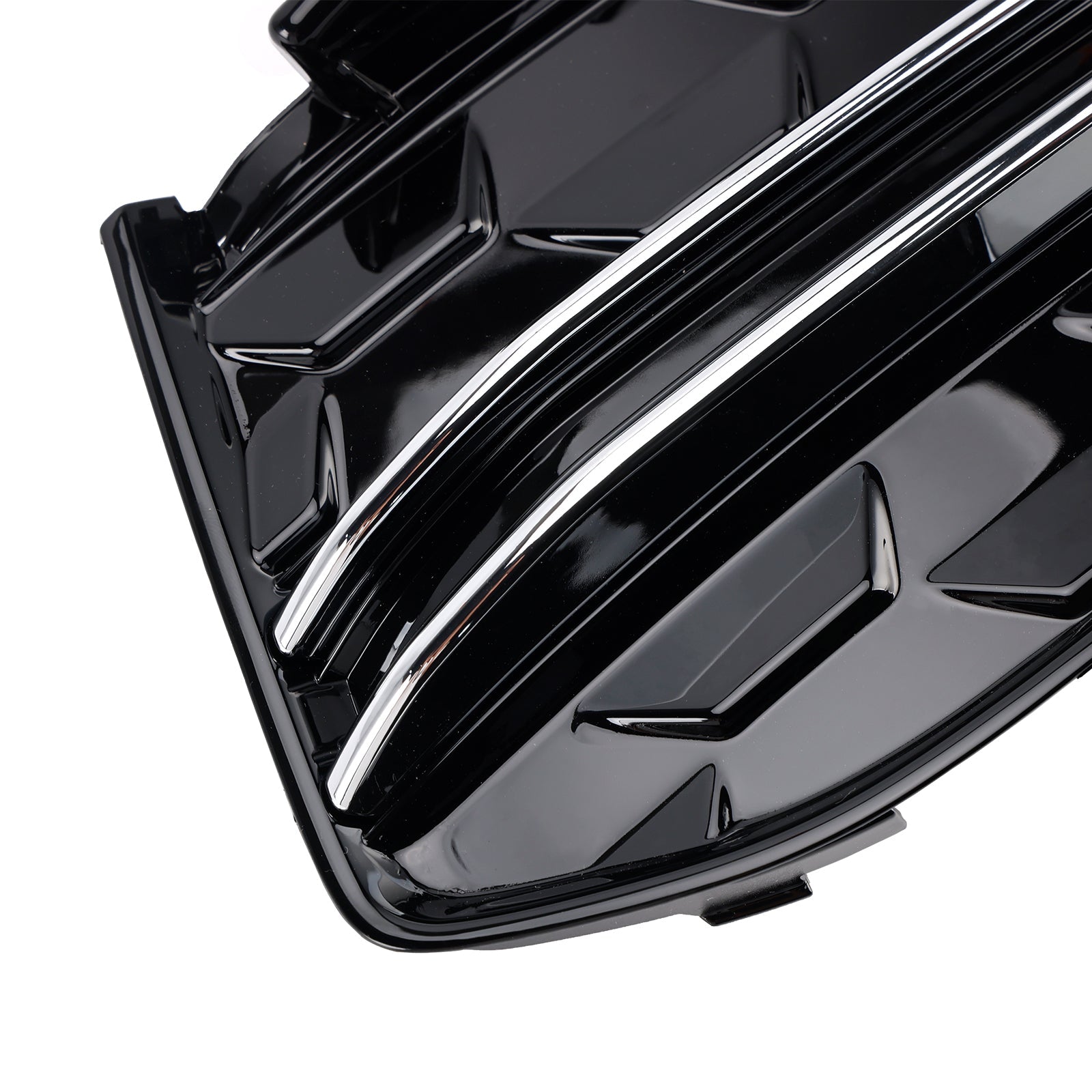 2023+  Audi A6 C8PA S-Line S6 2PCS Front Bumper Fog Light Grille Trim Black Chrome