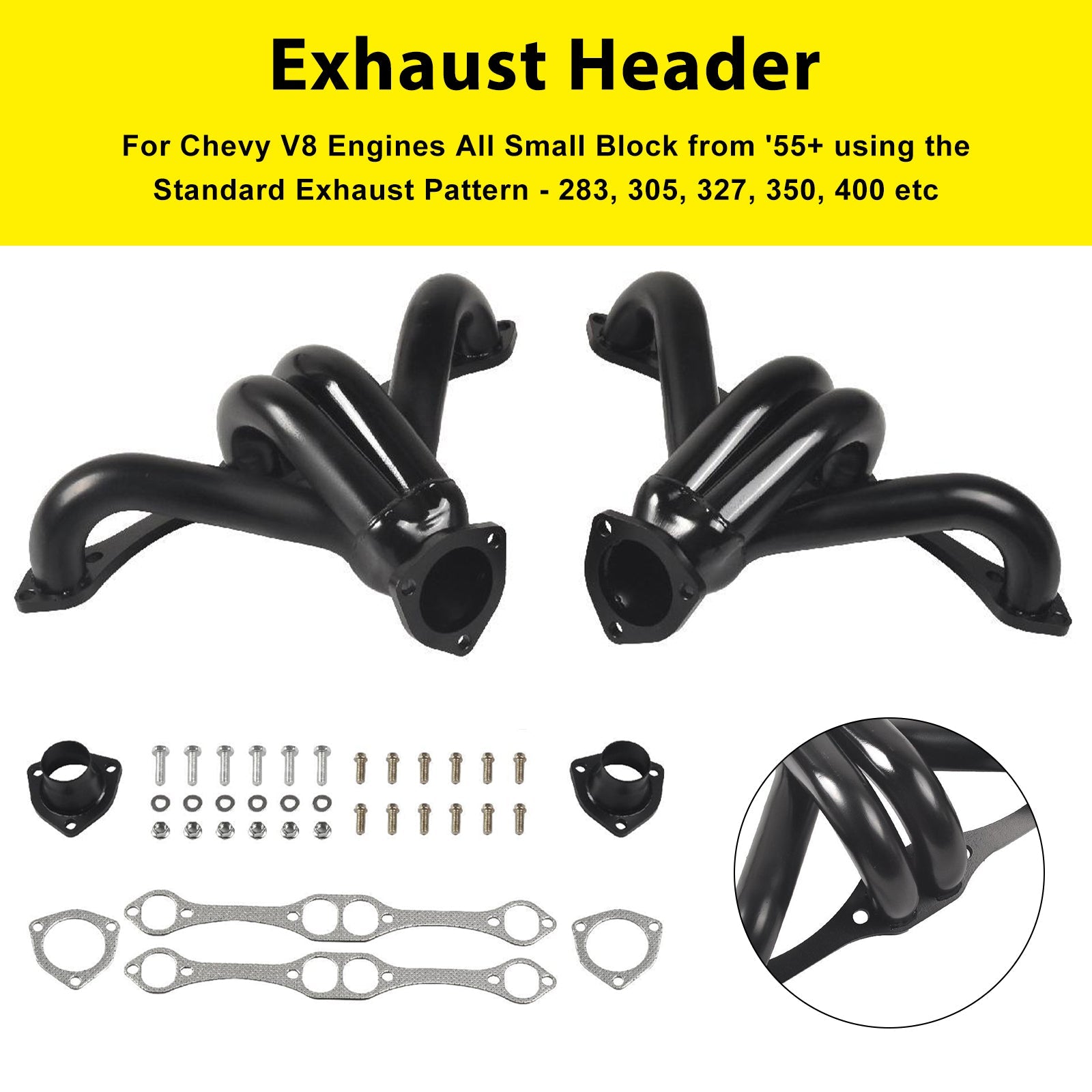 Exhaust Manifold Header Fit Chevy Small Block SB V8 262 265 283 305 327 350 400