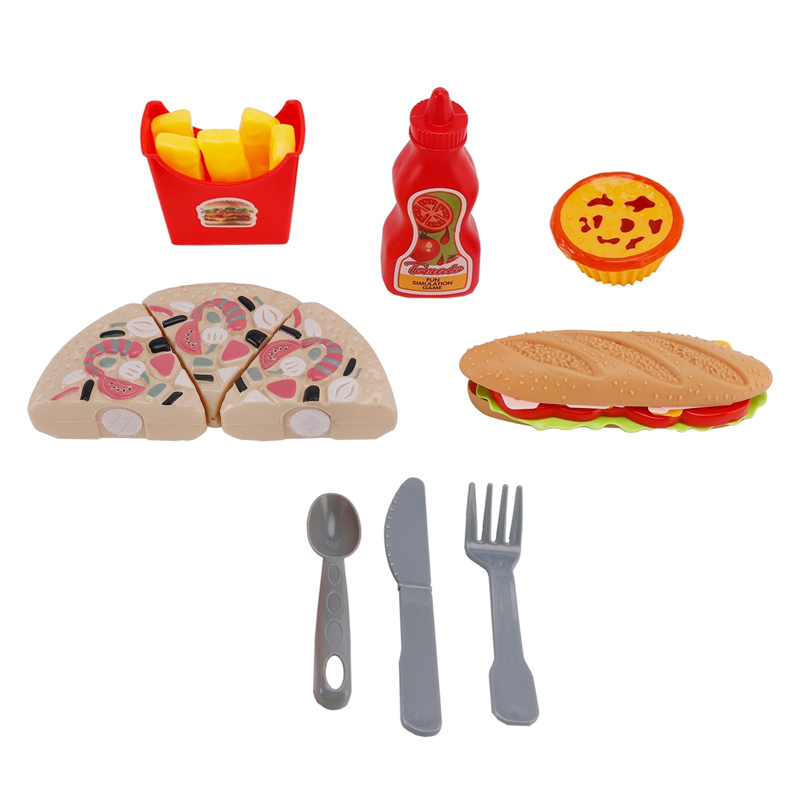 Pizza Egg Tart Hot Dog Fries Play Food Kitchen Set Children Toy Set For Kid