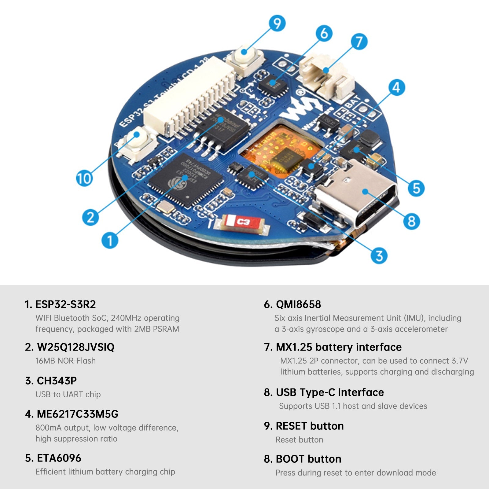 ESP32-S3 Development Board Capacitive Touch Screen Dual-Core Processor Wifi