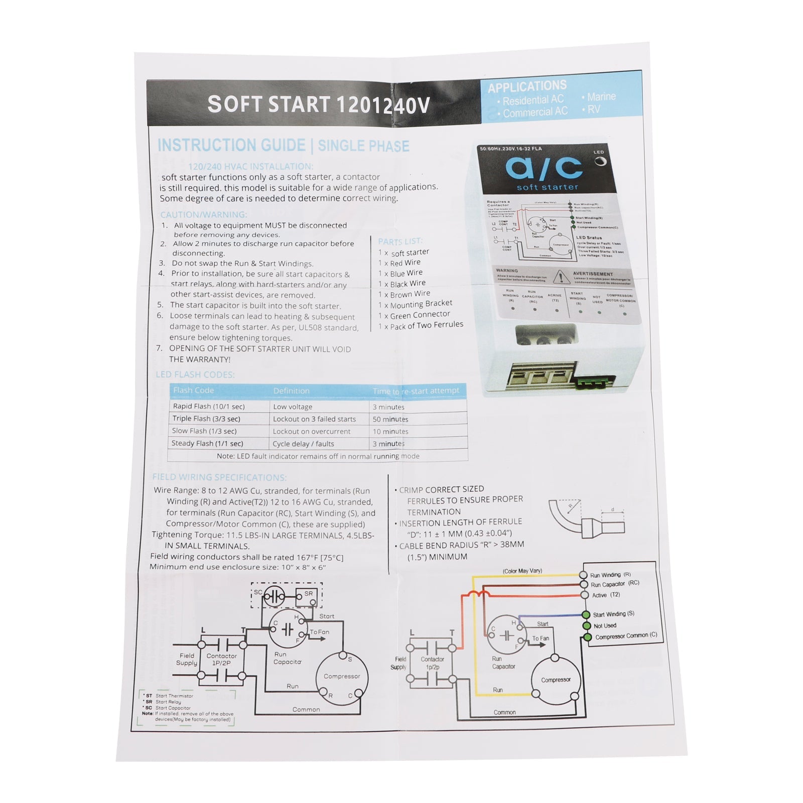 08-16A Soft Start Module For 1.75-3.5 Ton AC Units Reverse Motor Protection