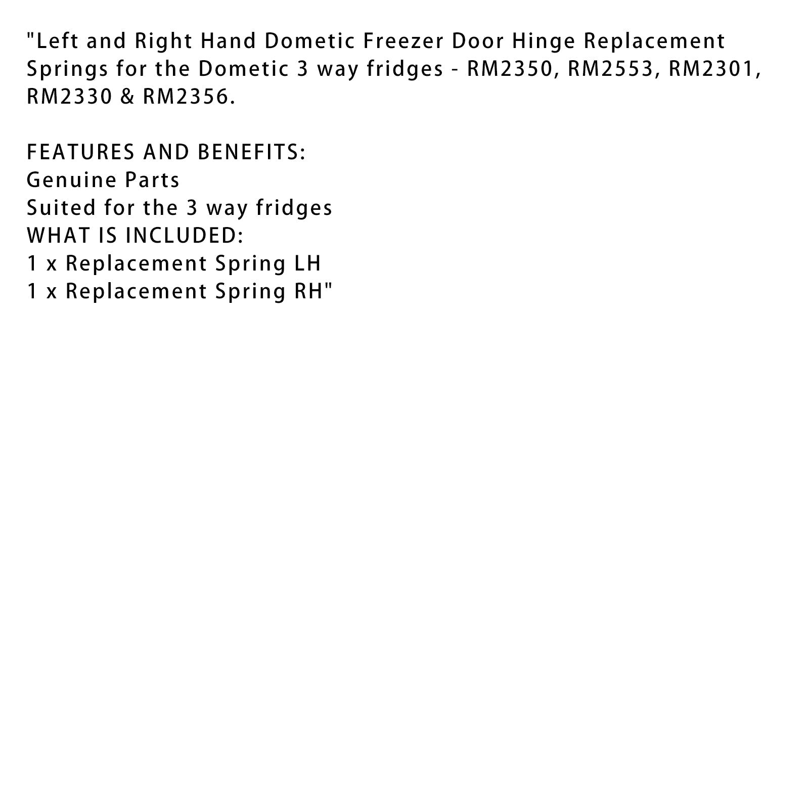 Dometic RM2301 RM2553 RM2350용 냉동고 도어 힌지 교체 스프링