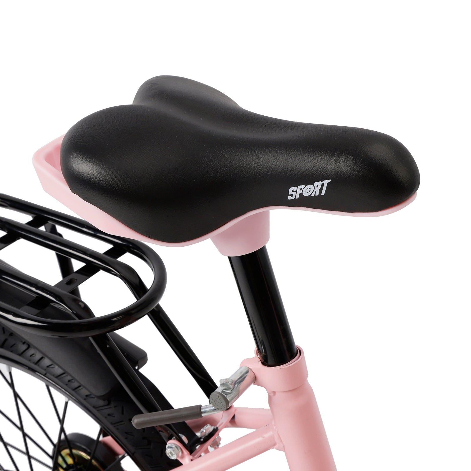 18" Kids Bike for Boys and Girls with auxiliary wheels & Rack Pink