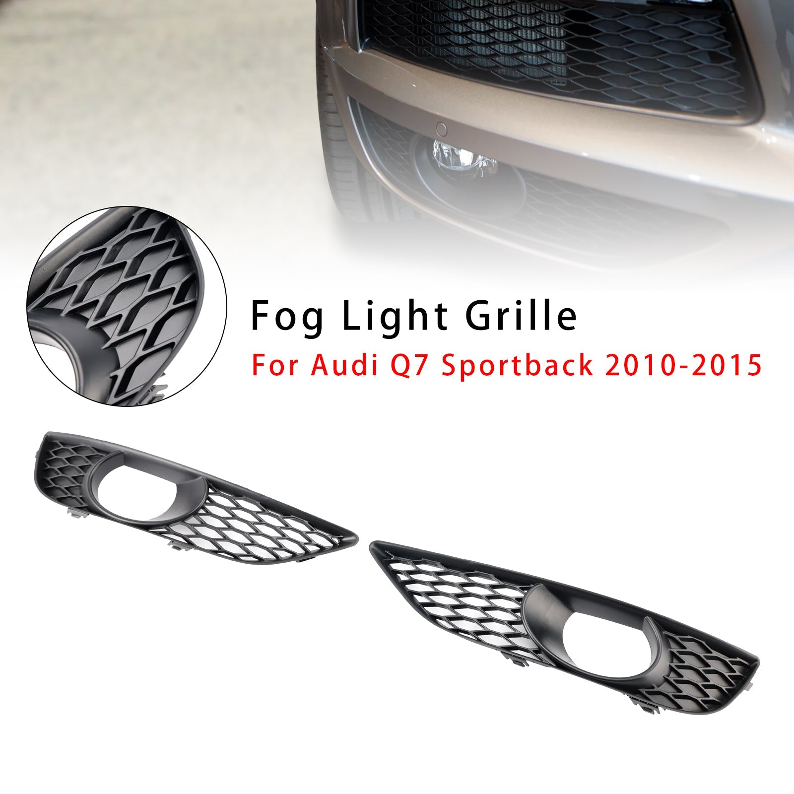 2010-2015 Audi Q7 Sportback 2PCS Front Bumper Fog Light Grill Lamp Cover