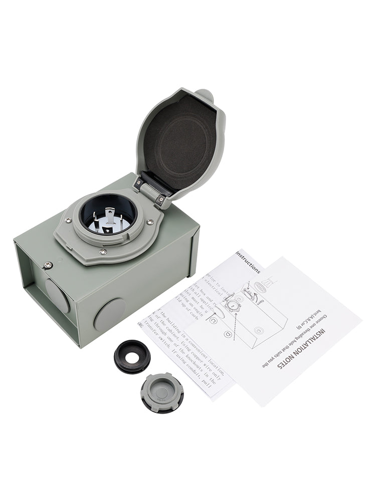 30Amp RV Generator Inlet Box NEMA SS2-50P Power Inlet Box 125/250V