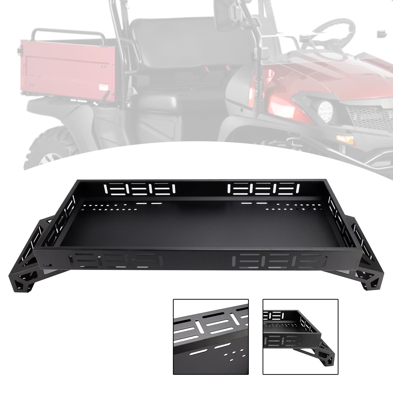 Utv Raised Metal Full-Bed Rack Universal Steel For Polaris Ranger 900 General
