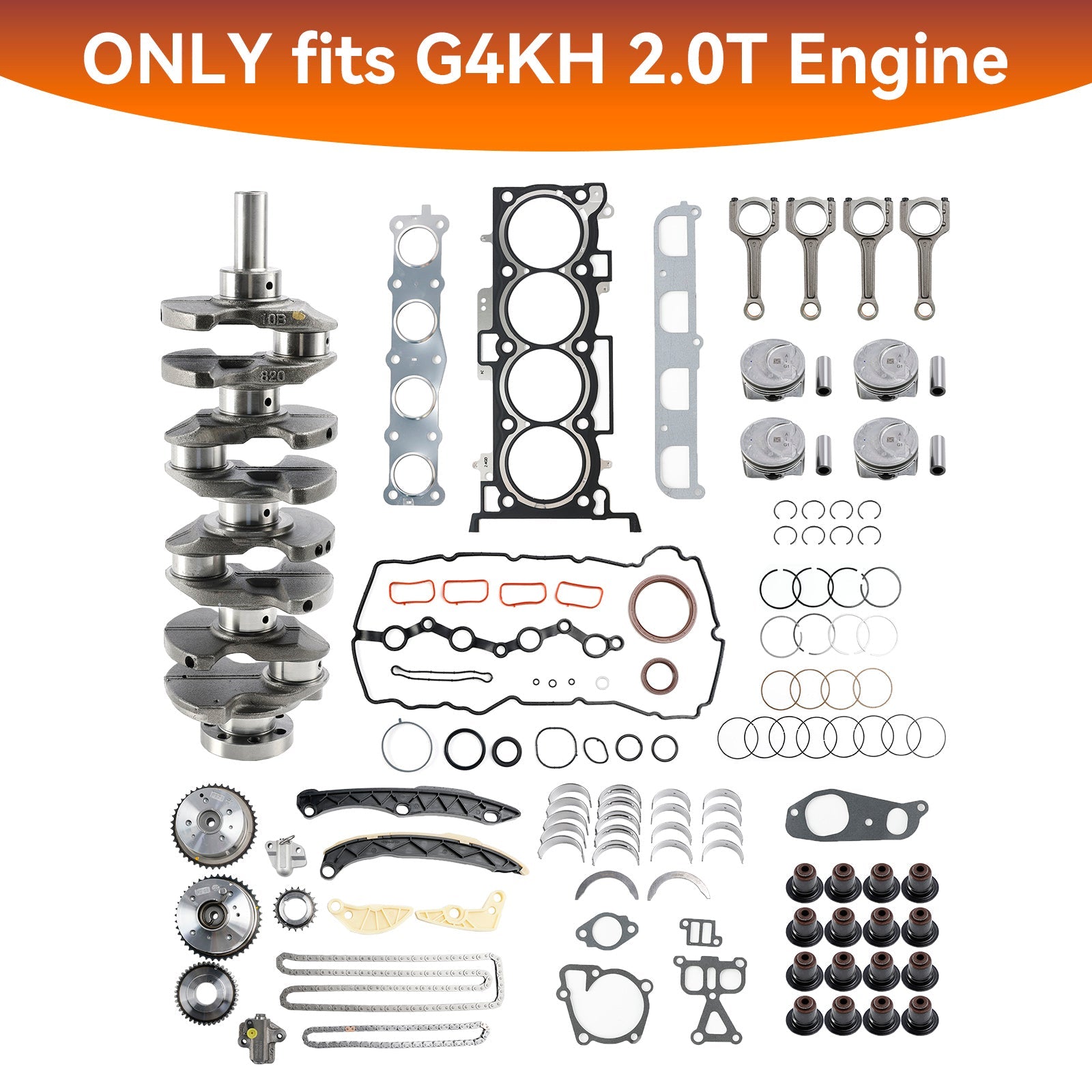 Kia KX3 (KC) 2015-2019 G4KH 2.0T Engine Rebuild Kit w/ Crankshaft Con Rods Timing Kit