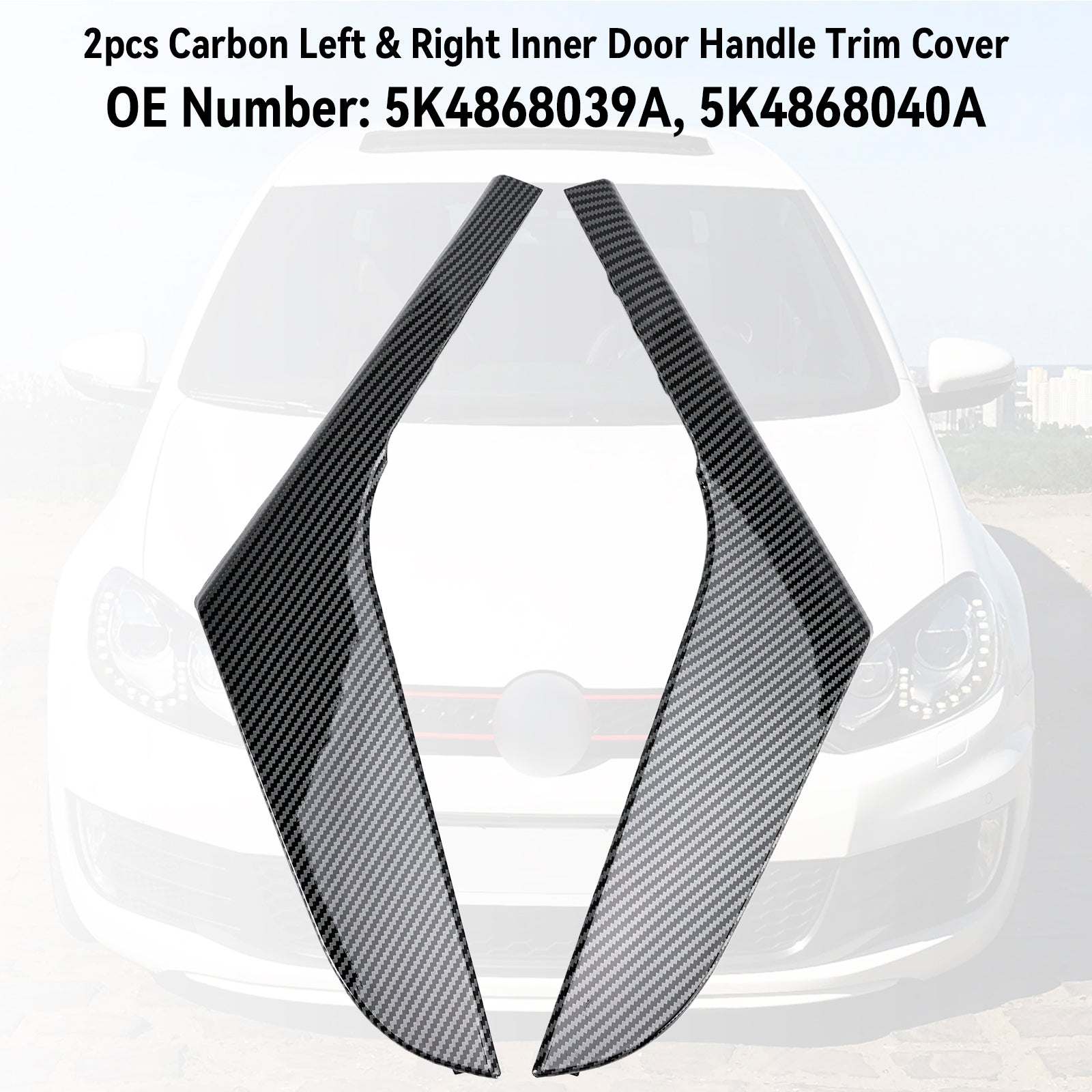 2pcs Left & Right Inner Door Handle Trim Cover For VW Golf 6 MK6 2009-2013