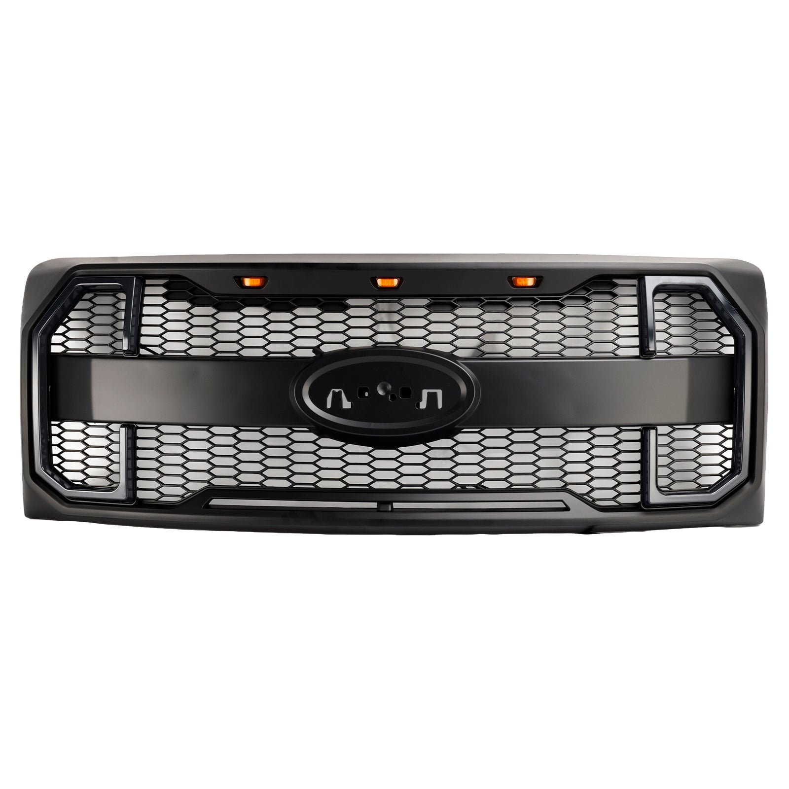 2009-2014 Ford F150 Matte Black Raptor Style Front Bumper Grille Grill W/LED