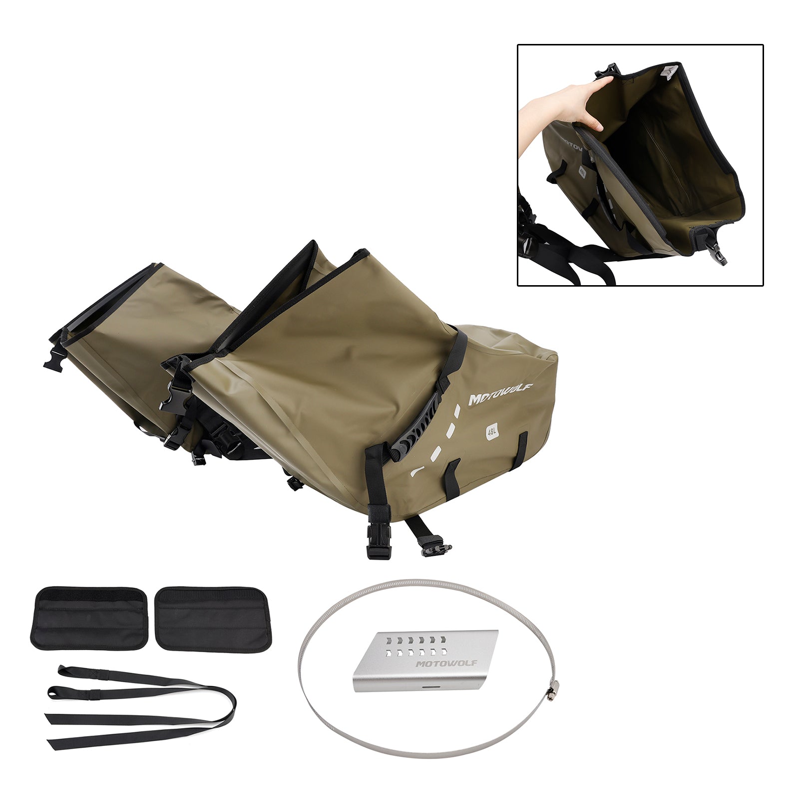 Side Tail Bag Saddlebag Color Matching Luggage 86L Green For Scooter Motorcycle