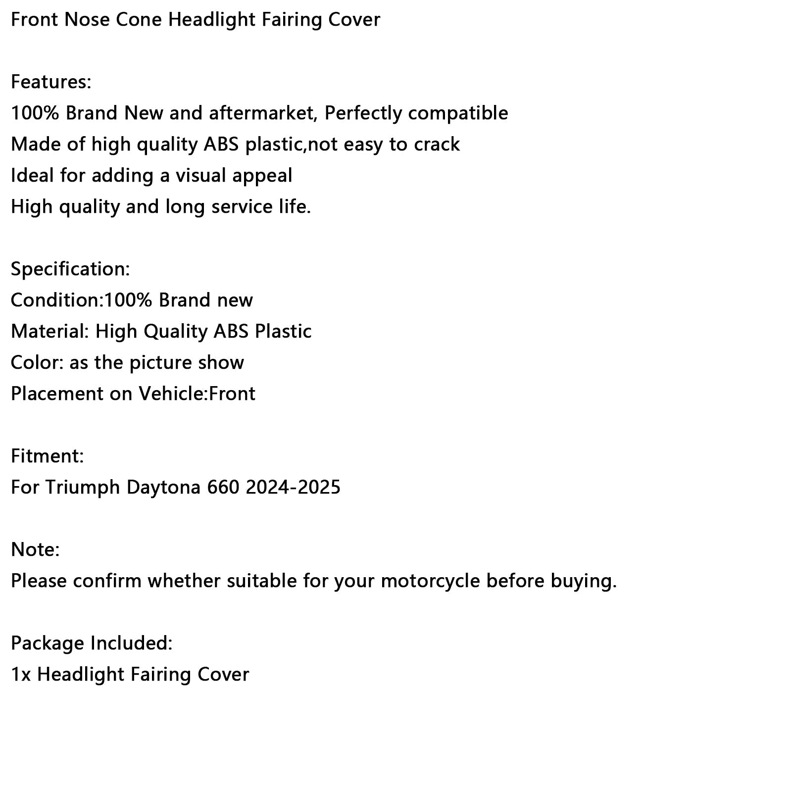 2024-2025 Daytona 660 Front Nose Cone Headlight Fairing Cover