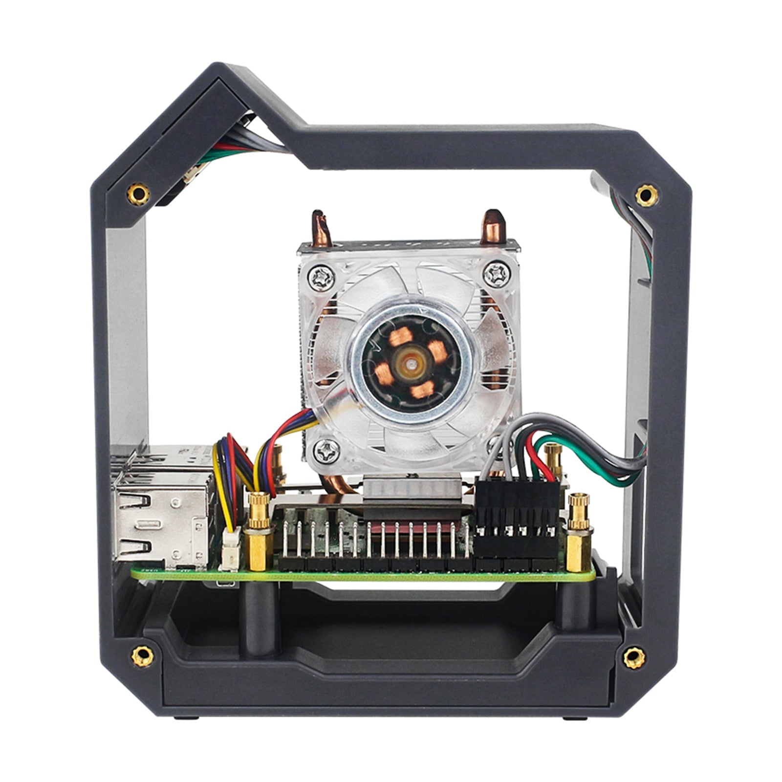 Raspberry Pi 5 Vertical Tower Fan Set with 0.96 inch OLED Screen Radiator Shell