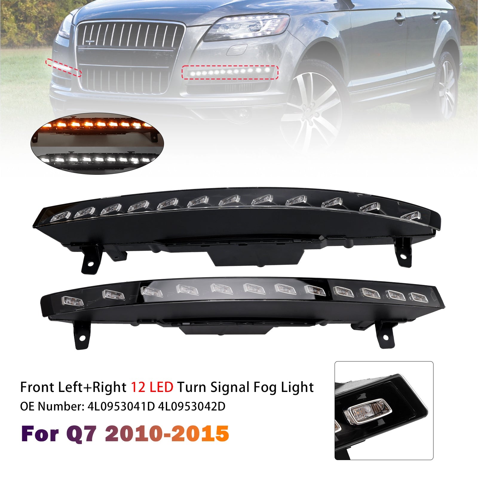 2010-2015 Audi Sport Version Q7 Front Bumper 12 LED Turn Signal Fog Light