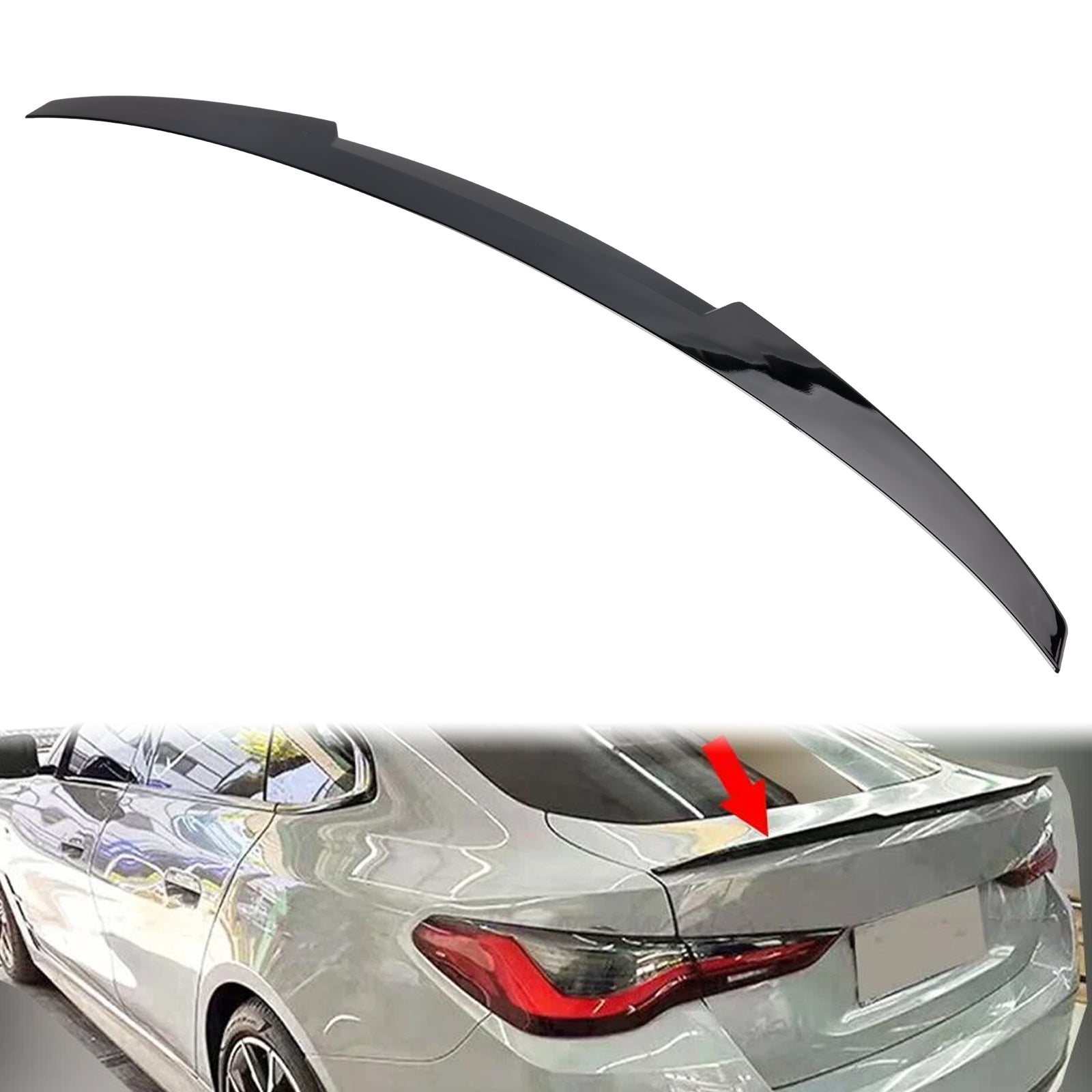 Gloss Black Rear Boot Spoiler For BMW 4 Series G26 Gran Coupe 21-25 M4 Style