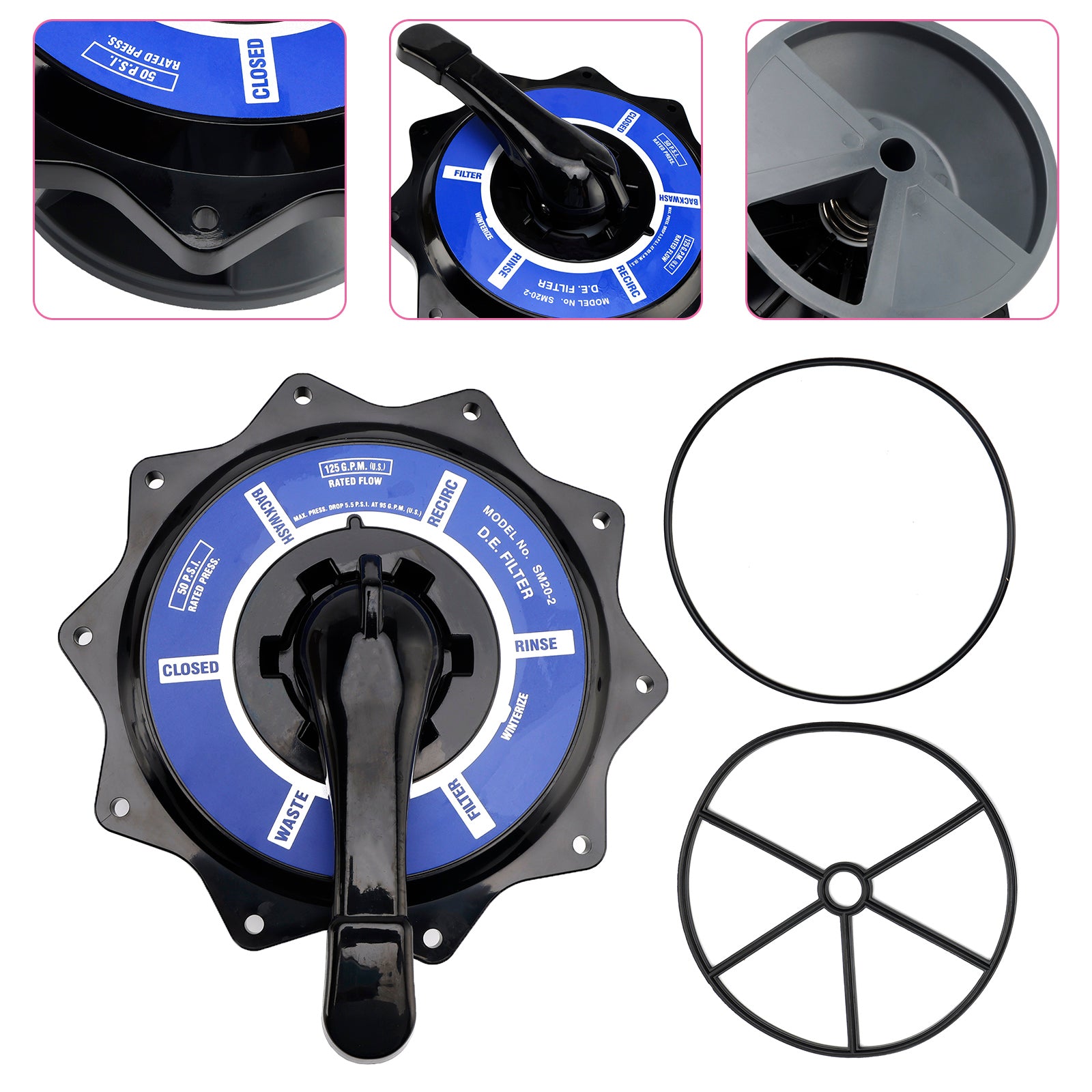 R0443900 2" Top Valve Assembly for Zodiac Jandy Multiport Valve Replacement