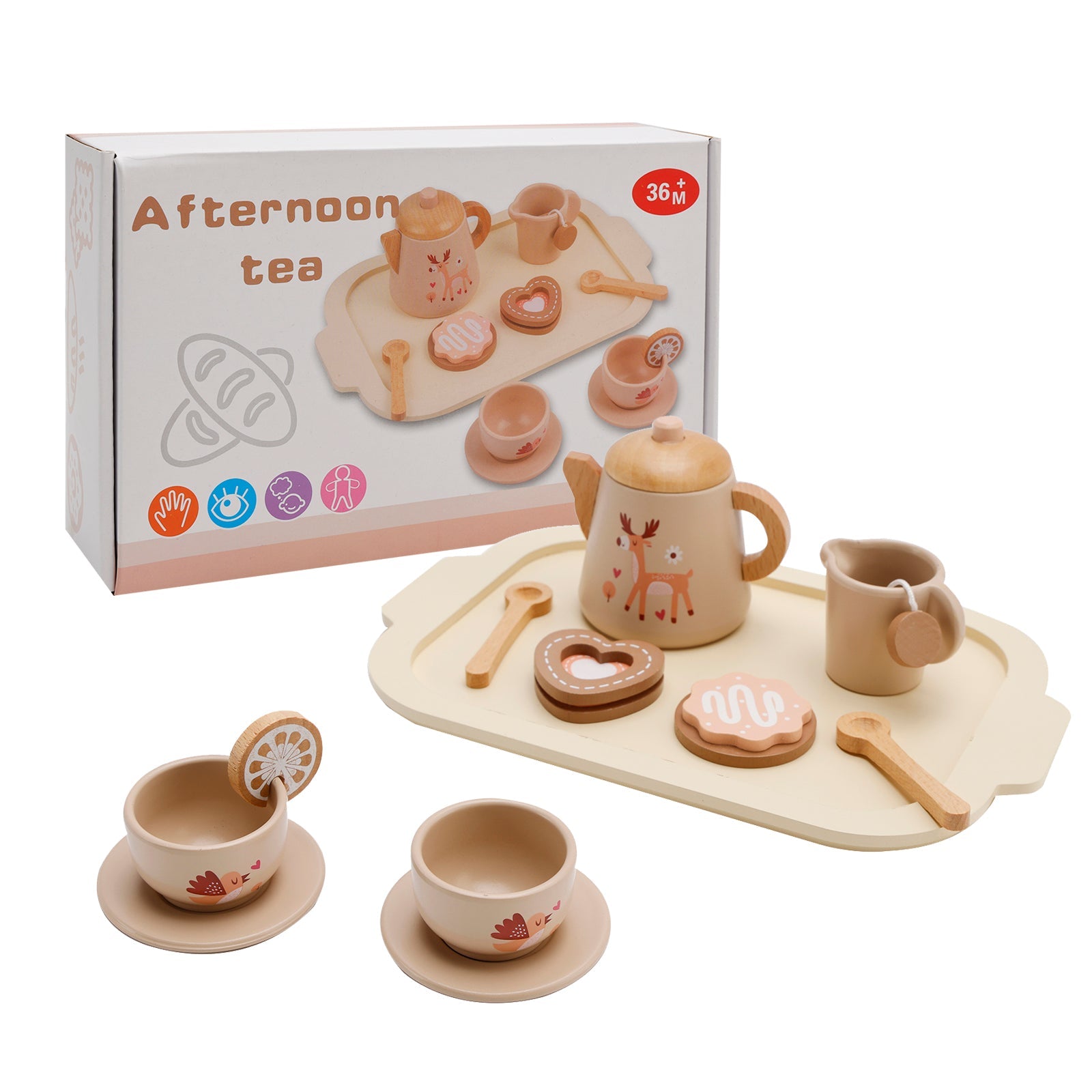 13Pcs Western Kitchen Wooden Tea Sets Play Kitchen Dishes/Tea Set For Kid
