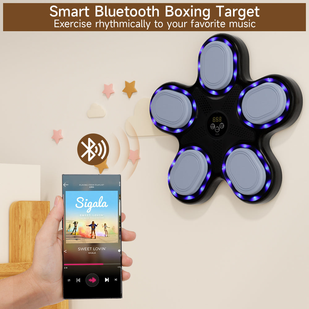 Indoor & Gym Workouts Music Boxing Machine with Boxing Gloves – Wall-Mounted Smart Boxing Trainer Electronic Punching Target for Home