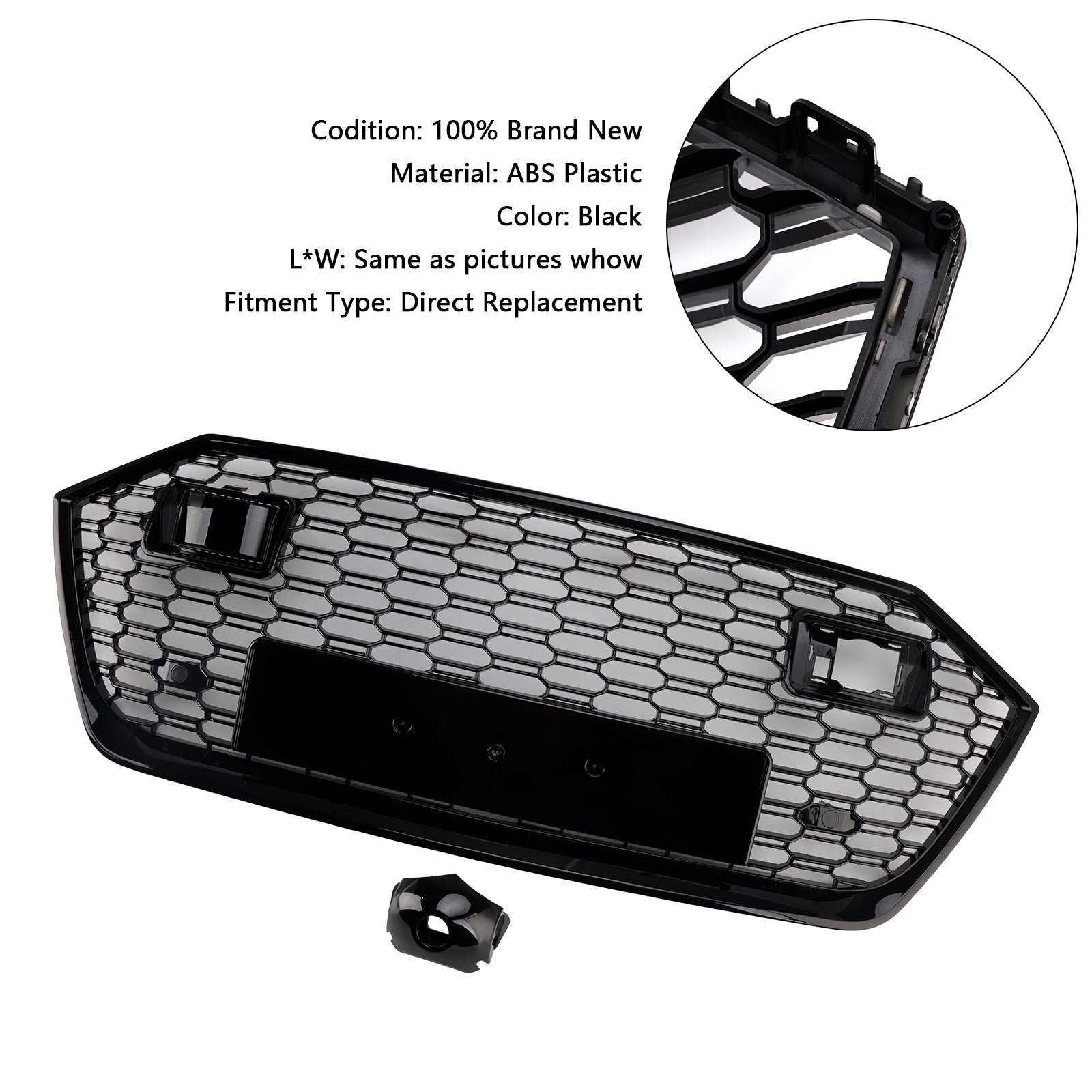 2019-2024 Front Bumper Grille Grill Fit Audi A7 C8 S7 W/ACC Black