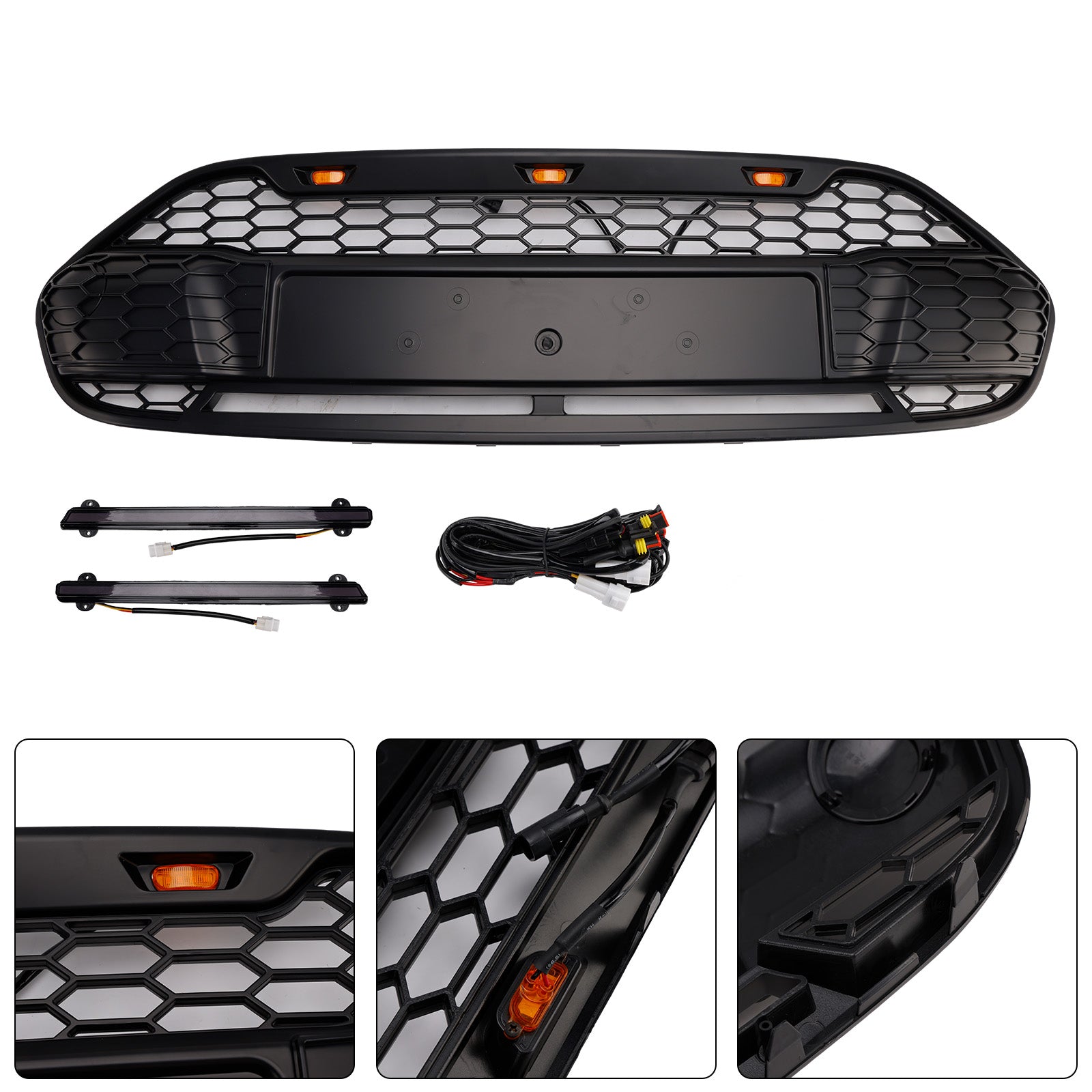 2014-2018 Ford Transit Connect W/LED Black Front Bumper Grill Grille