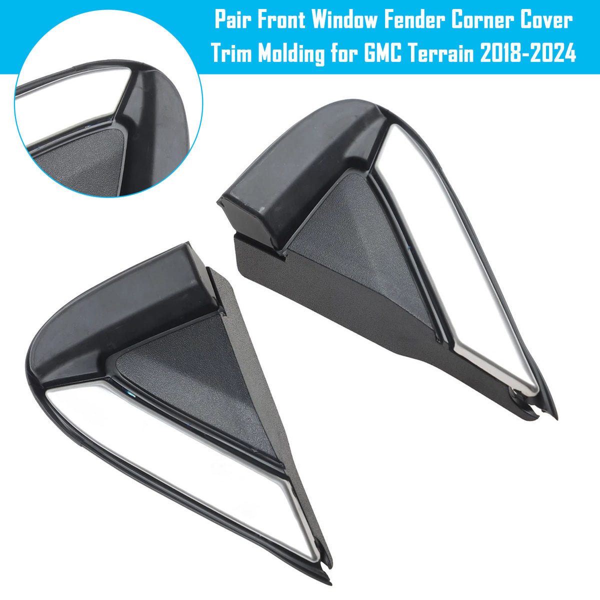 Pair Front Window Fender Corner Cover Trim Molding for GMC Terrain 2018-2024