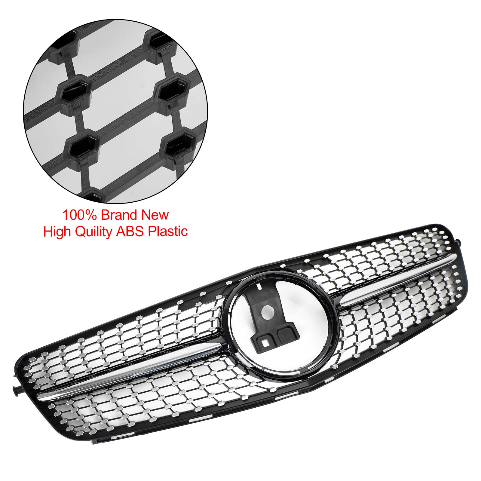 Diamond Front Bumper Grille Grill Fit C-Class Benz W204 C300 C350 2008-2014