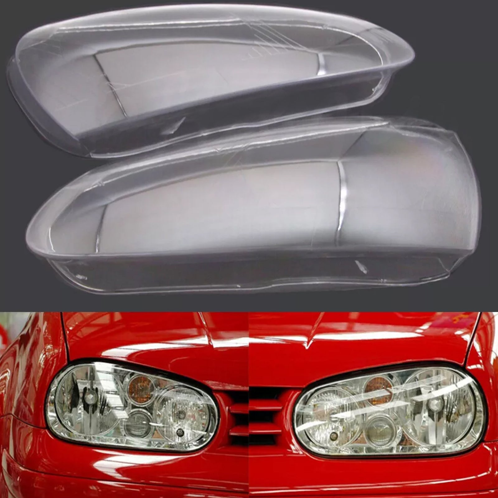 2006-2009 Volkswagen Rabbit 2PCS Front Headlight Lens Headlamp Clear Cover 1K6941005S