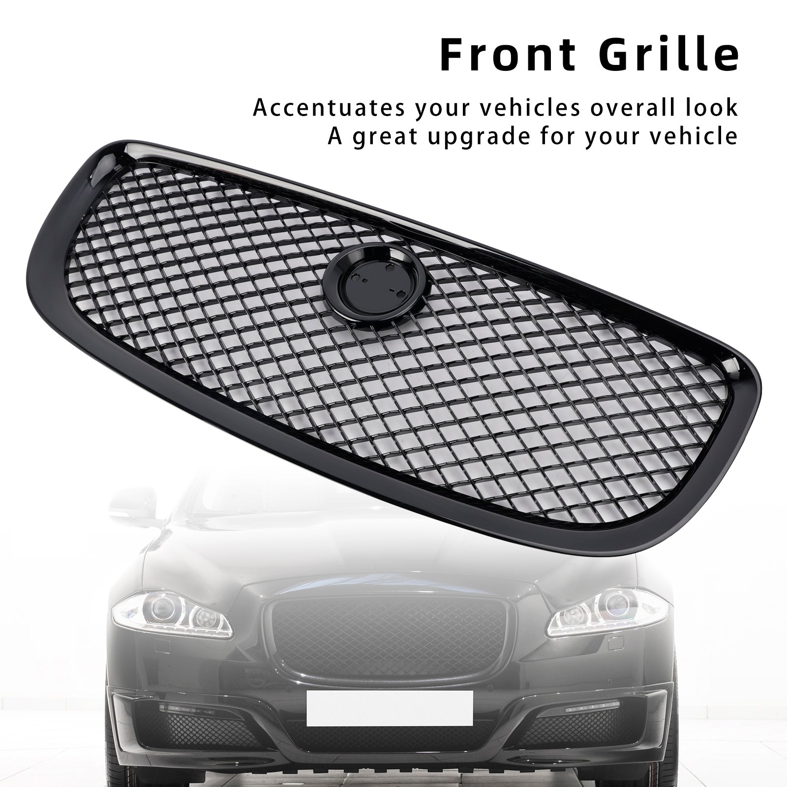 Gloss Black Front Bumper Grill Grille Fit Jaguar XJ 2010-2015