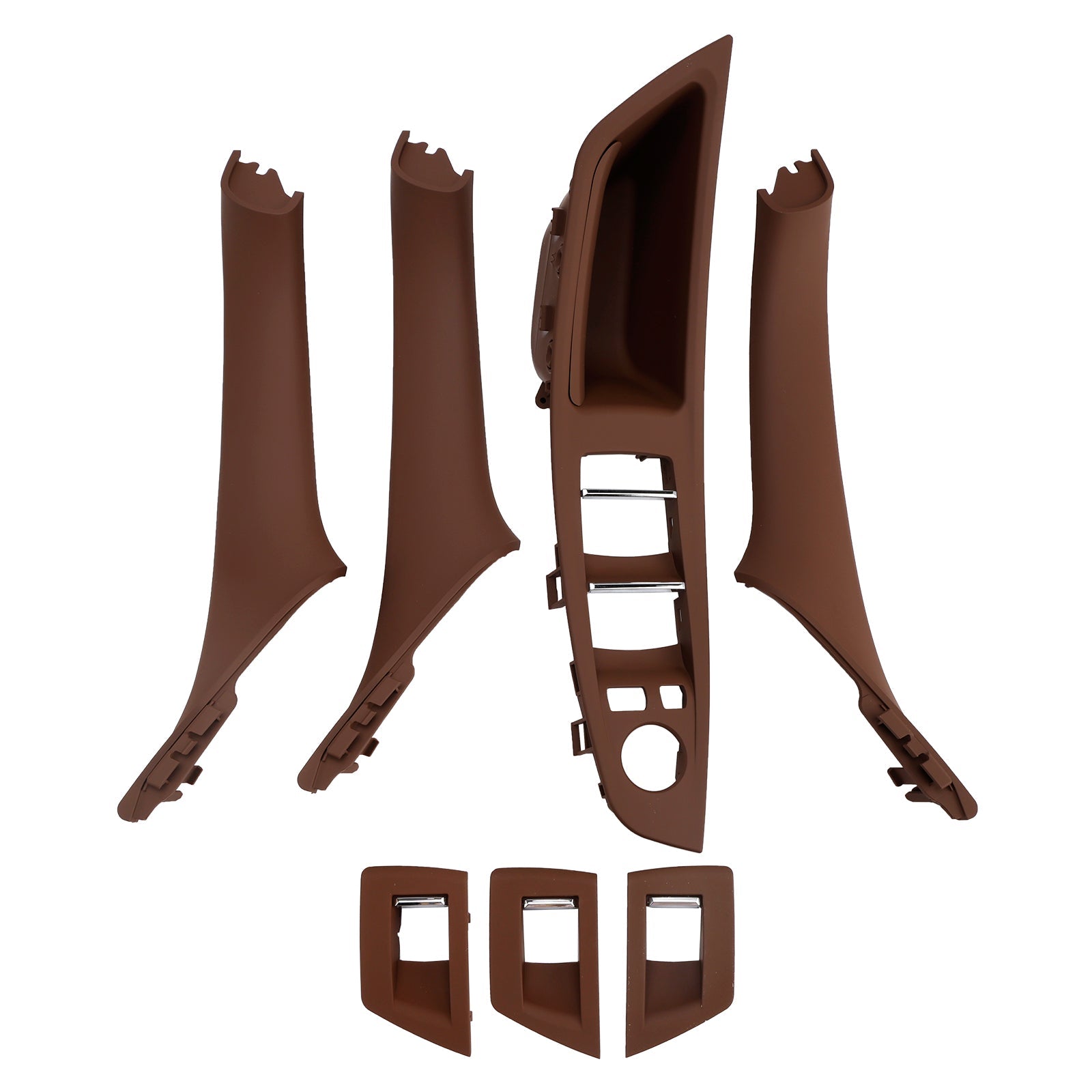 7x Red Brown Inner Door Panel Handle Pull Trim For BMW 5 Series F10 F11 10-16