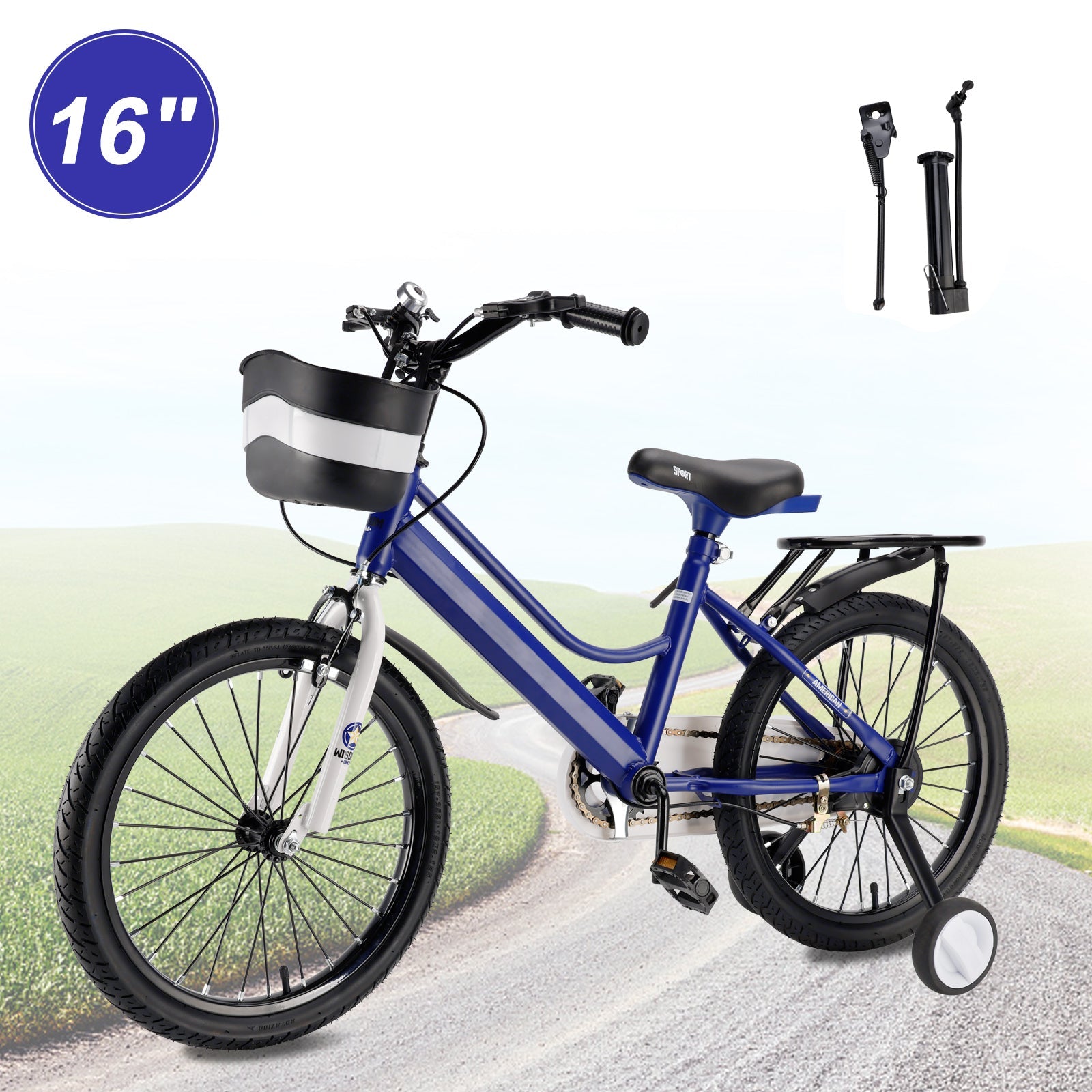 16"/18" Kids Bike for Boys and Girls with auxiliary wheels & Rack & Basket