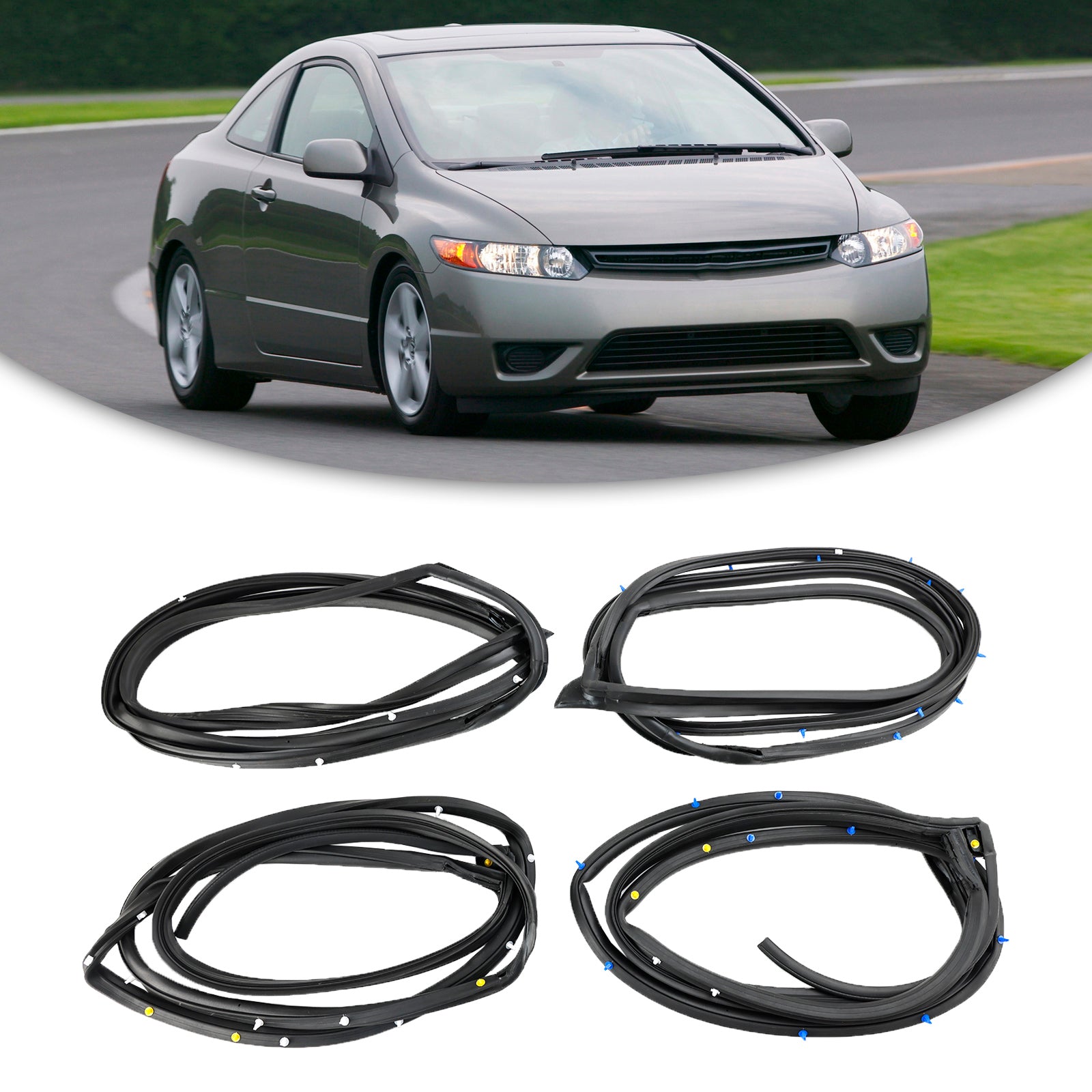 Honda Civic 2006-2011 4PCS Door Weatherstrip Silence Opening Gasket