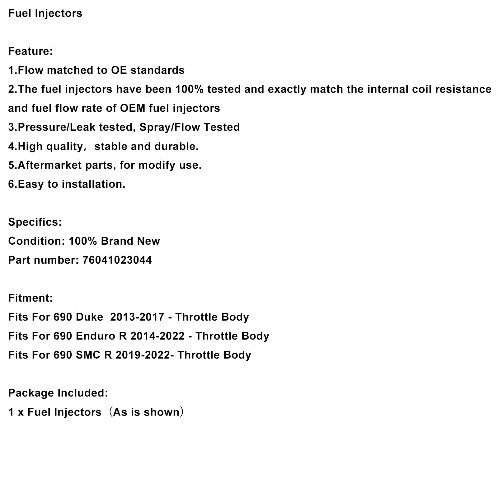 Fuel Injectors Fit for 690 Duke Enduro R SMC R 76041023044