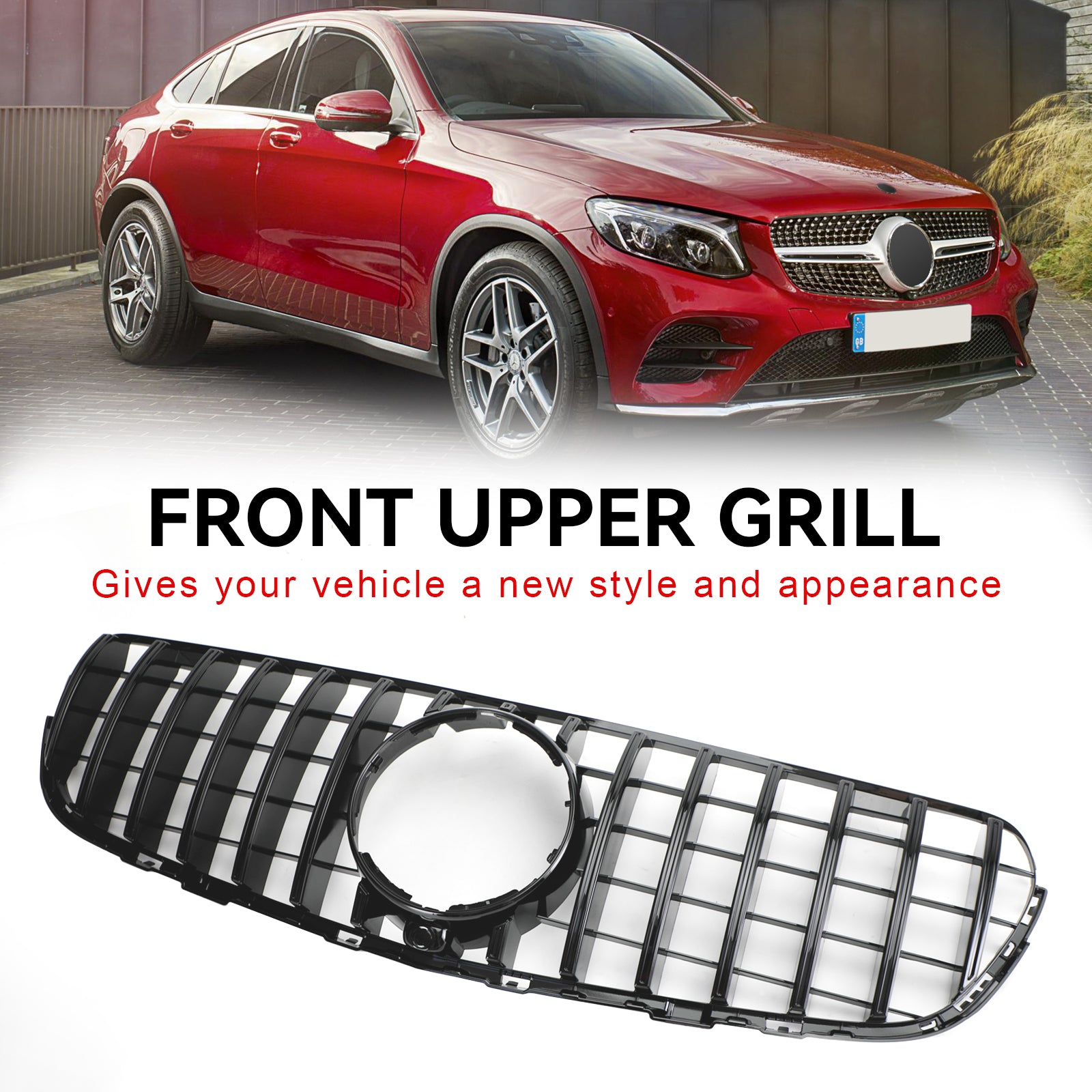 Front Bumper Grille Grill Fit Mercedes Benz GLC X253 C253 2015-2019 Gloss Black