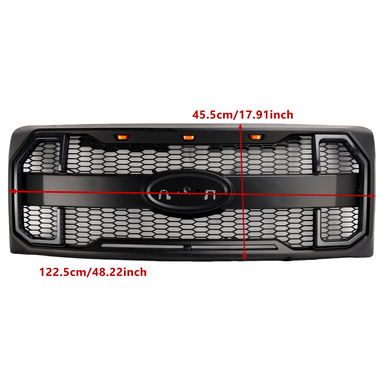 2009-2014 Ford F150 Matte Black Raptor Style Front Bumper Grille Grill W/LED