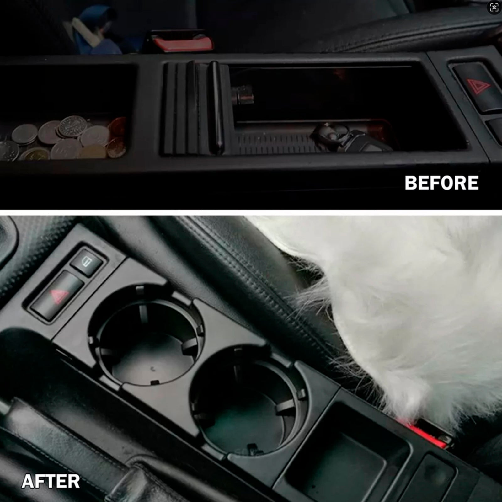 Black Front Center Console Cup Holder Coin Holder 51168217953 For BMW E46