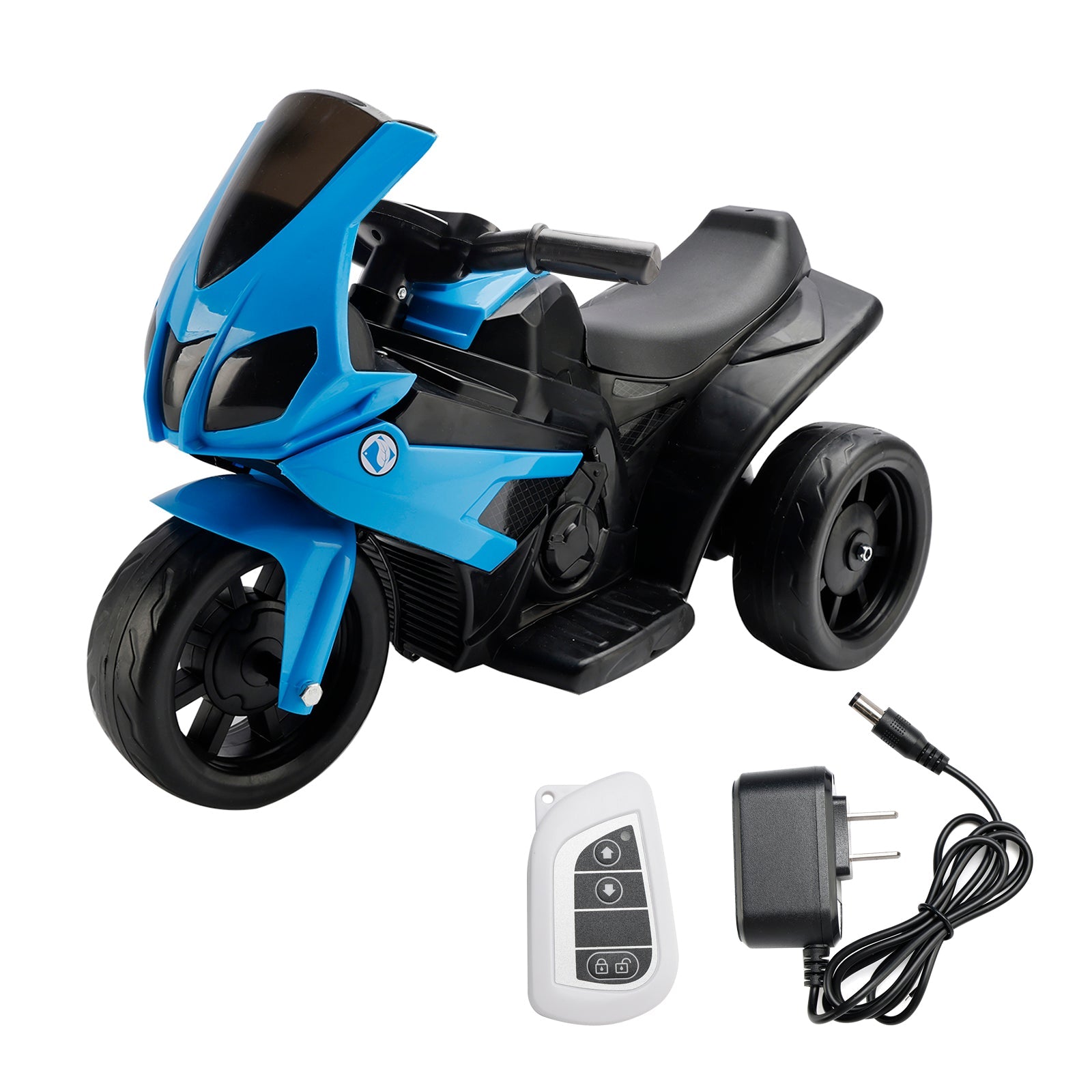 3Wheel 6V Kid Ride On Motorcycle Electric Toy With Remote Control LED Light Blue