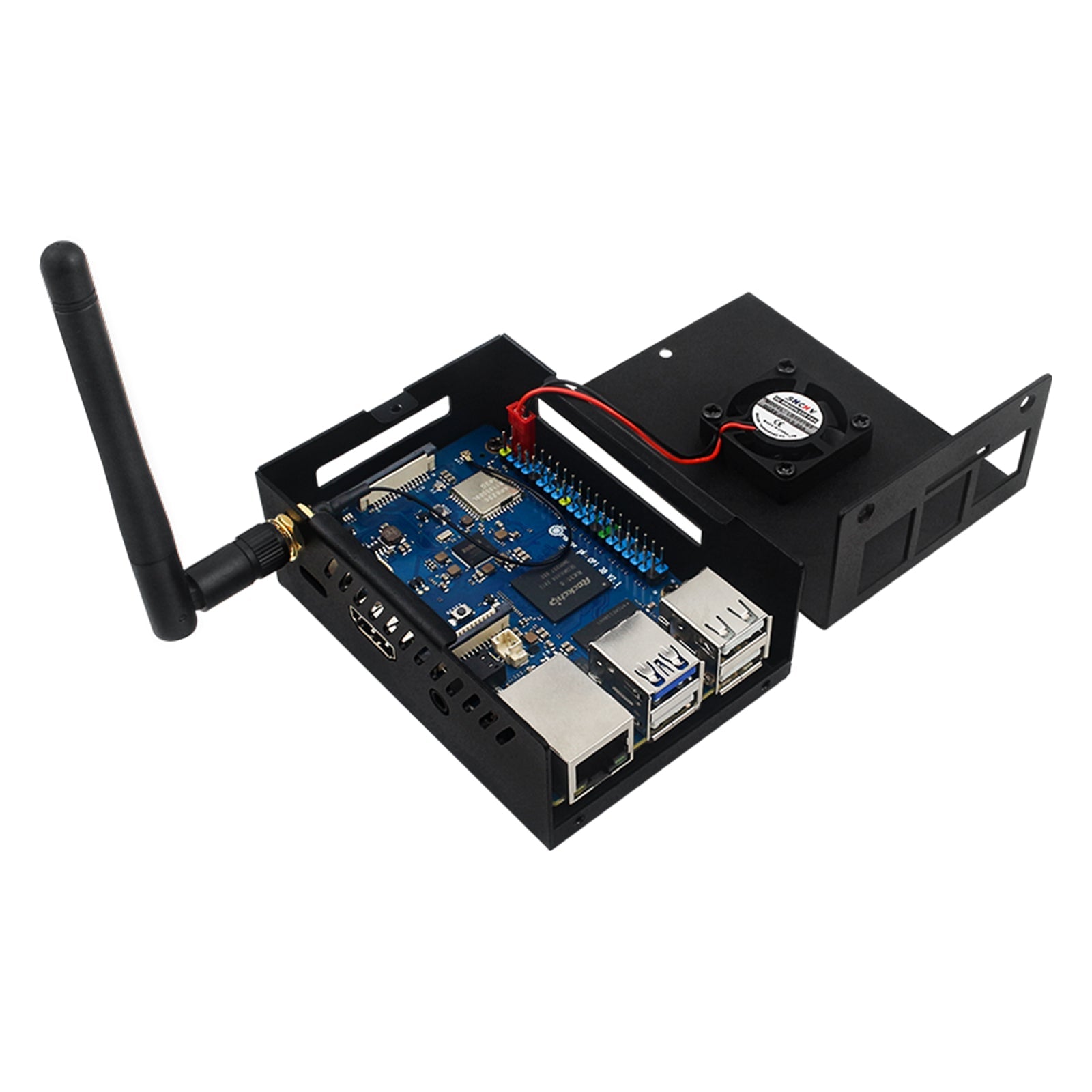 New Orange Pi 3B Metal Case Orange Pi 3B Aluminum Alloy Box Cooling Fan Cool Case