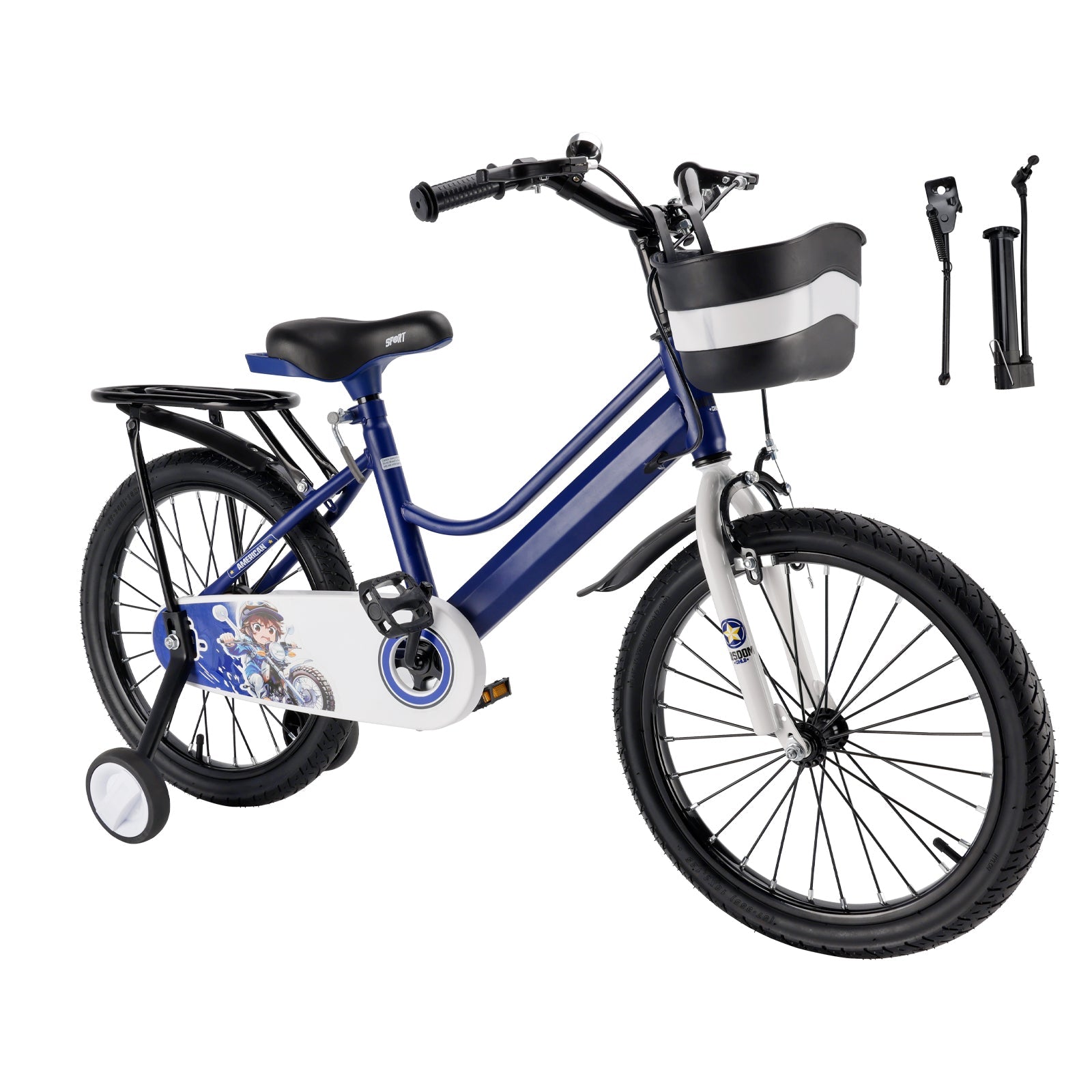 16"/18" Kids Bike for Boys and Girls with auxiliary wheels & Rack & Basket
