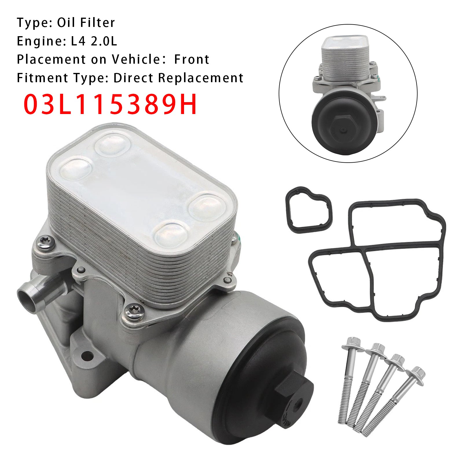 2012-2014 Audi A3 Q3 2.0L New Engine Oil Filter Housing 03L115389B 03L115389C