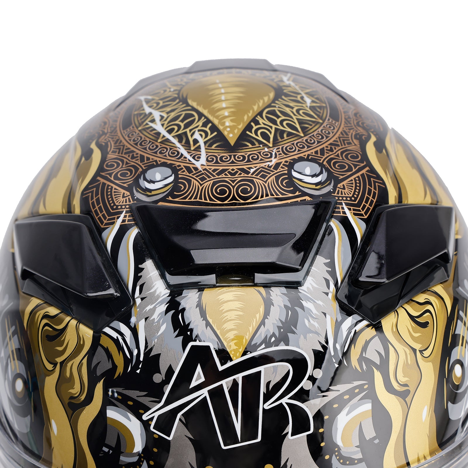 DOT Motorcycle Helmet Adult Street Full Face Black gold