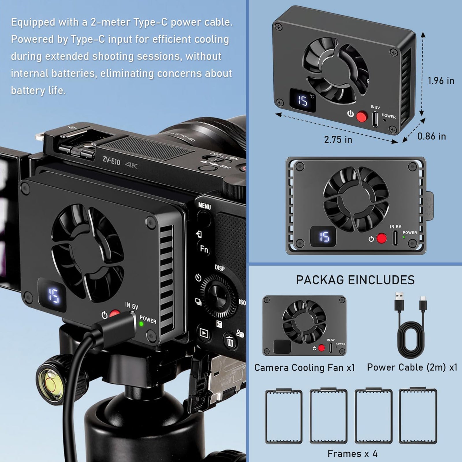 Cooling Camera Radiator Temperature Control Screen Live For Sony Canon R5/R6/R8