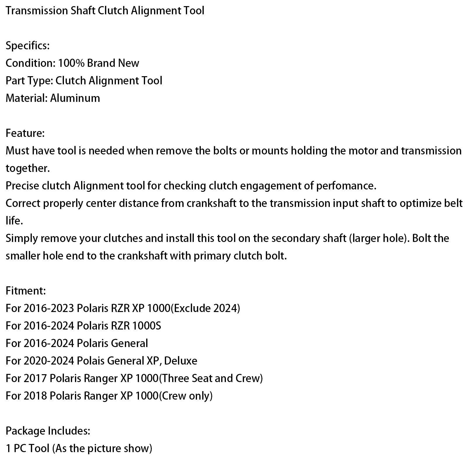 Transmission Shaft Clutch Alignment Tool For Polaris RZR General Ranger 2016+