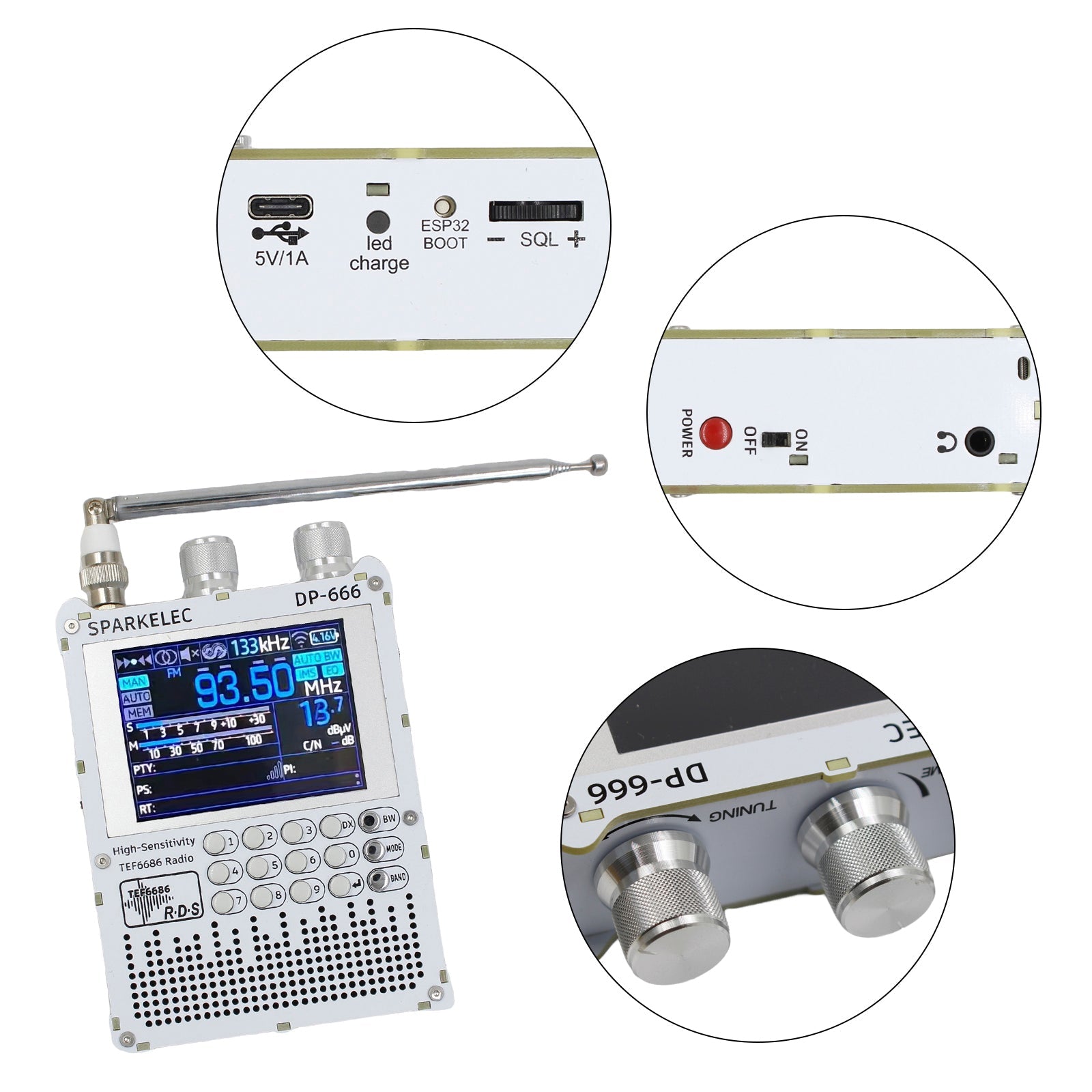 TEF6686 DSP Radio DP666 High Sensitivity Full Band LW MW SW 0IRT Shortwave Radio