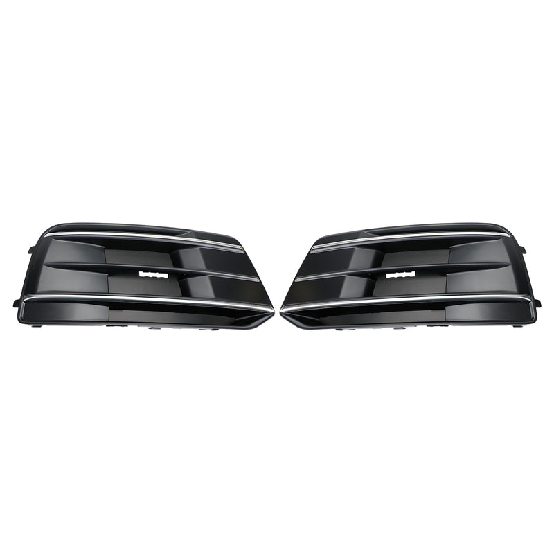 2PCS Front Bumper Cover Grille Bezel Insert Fit Audi Q5 2018-2022 Black/Chrome