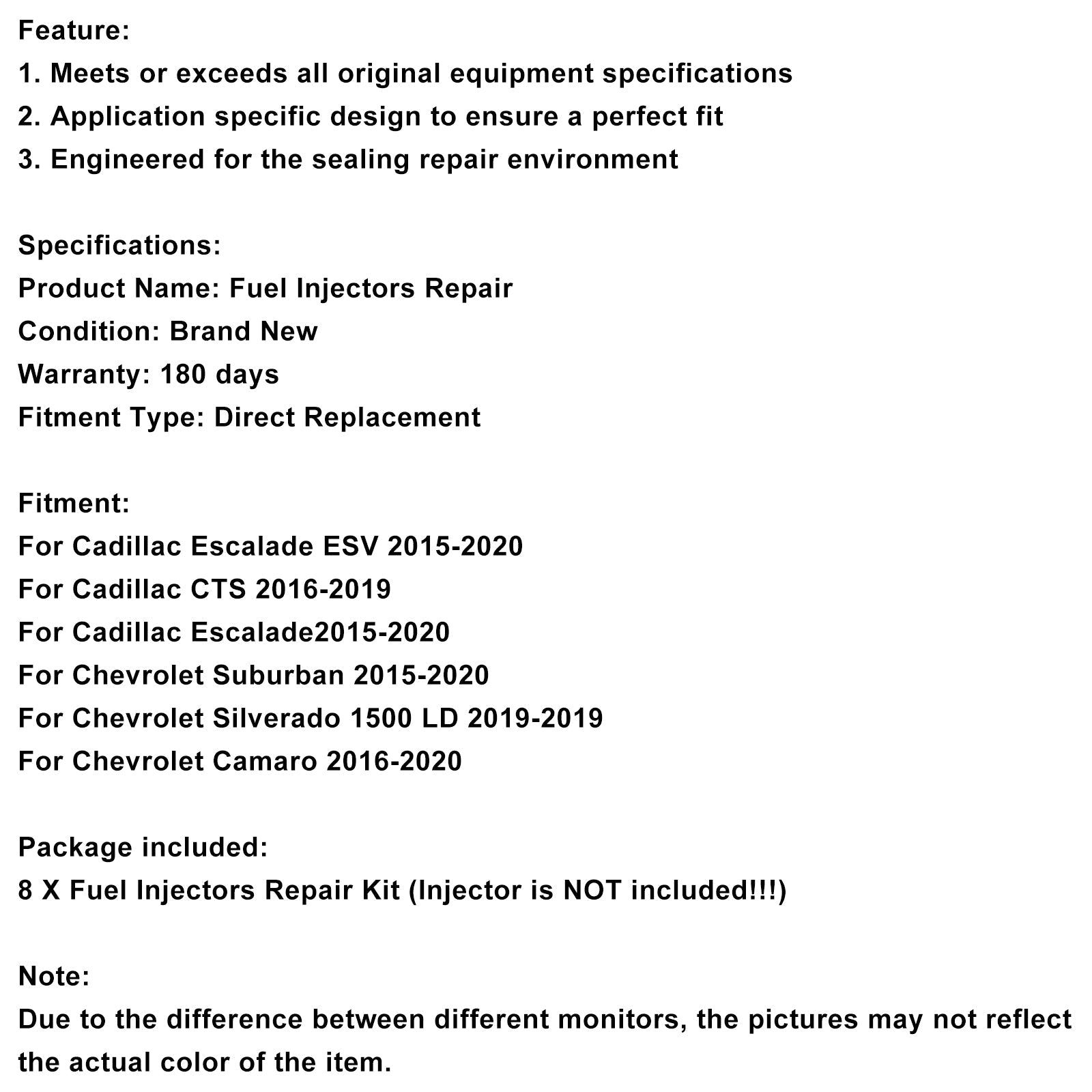 Fuel Injector O-Ring Kit Fit Chevrolet Silverado 1500 2019-2019 Fit Camaro