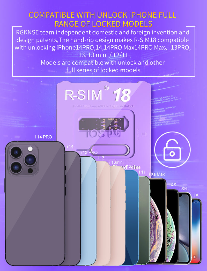 Actualice la tarjeta de desbloqueo RSIM 18 Nano para iPhone 14 Plus 13 12 Pro Max 11 Pro IOS 16