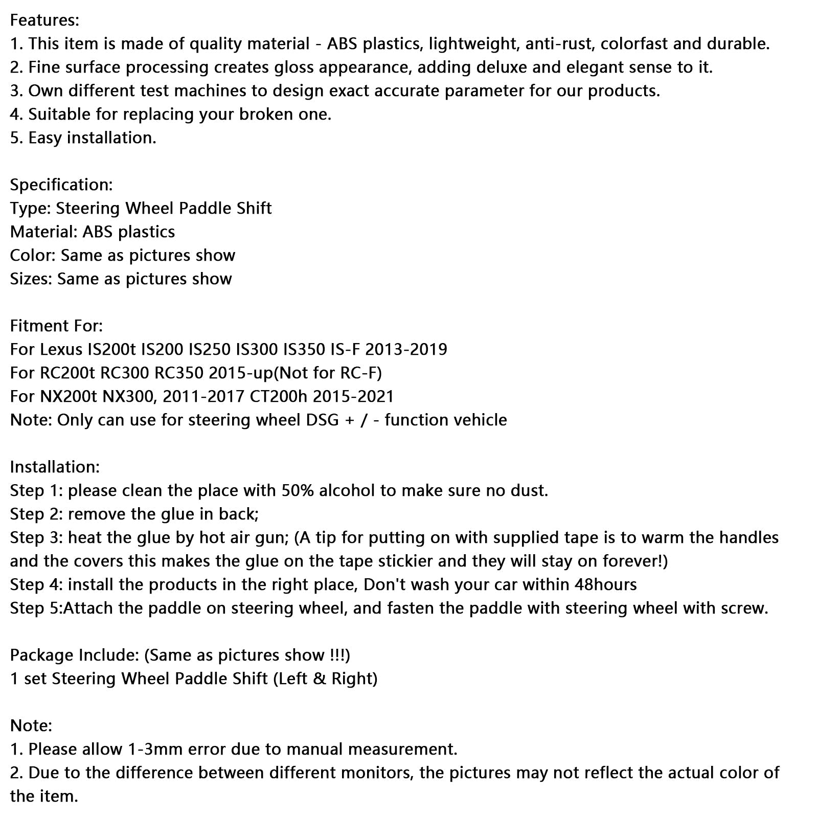 Carbon Look Steering Wheel Paddle Shifter Extension Covers Fit Lexus IS RC NX