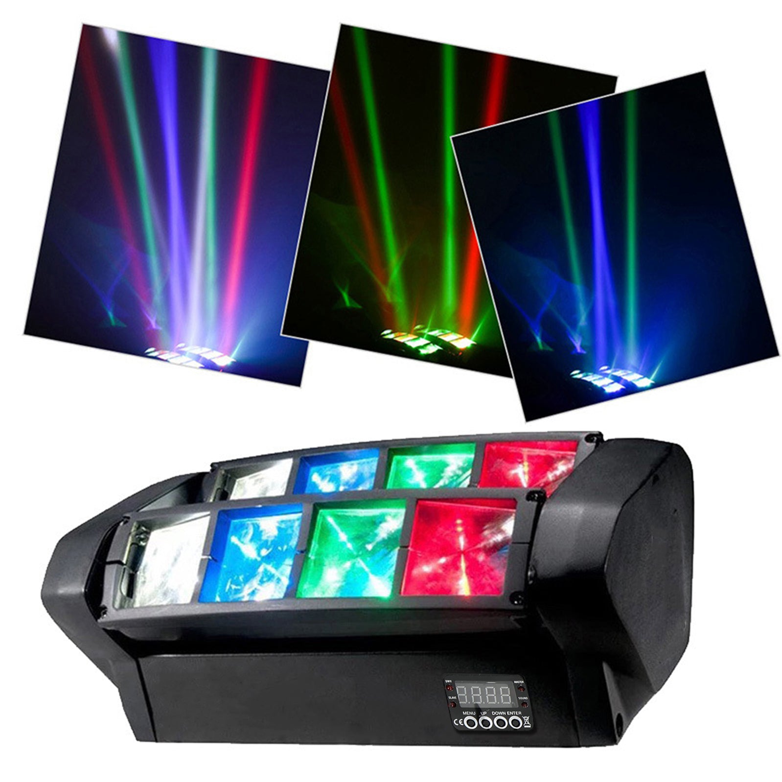 2Pcs 80W 8LED RGBW Spider Moving Head Stage Lighting Beam DMX Party DJ Lighting