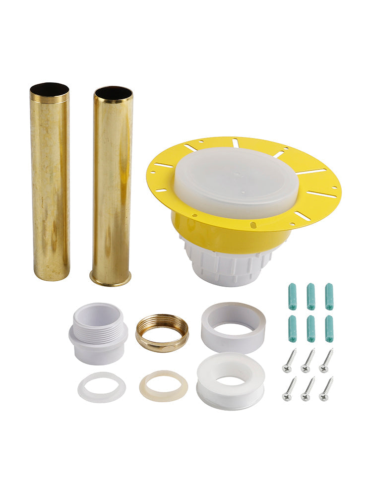 Installation Kit For Freestanding Bathtub With White PVC Pipe and Brass Pipes