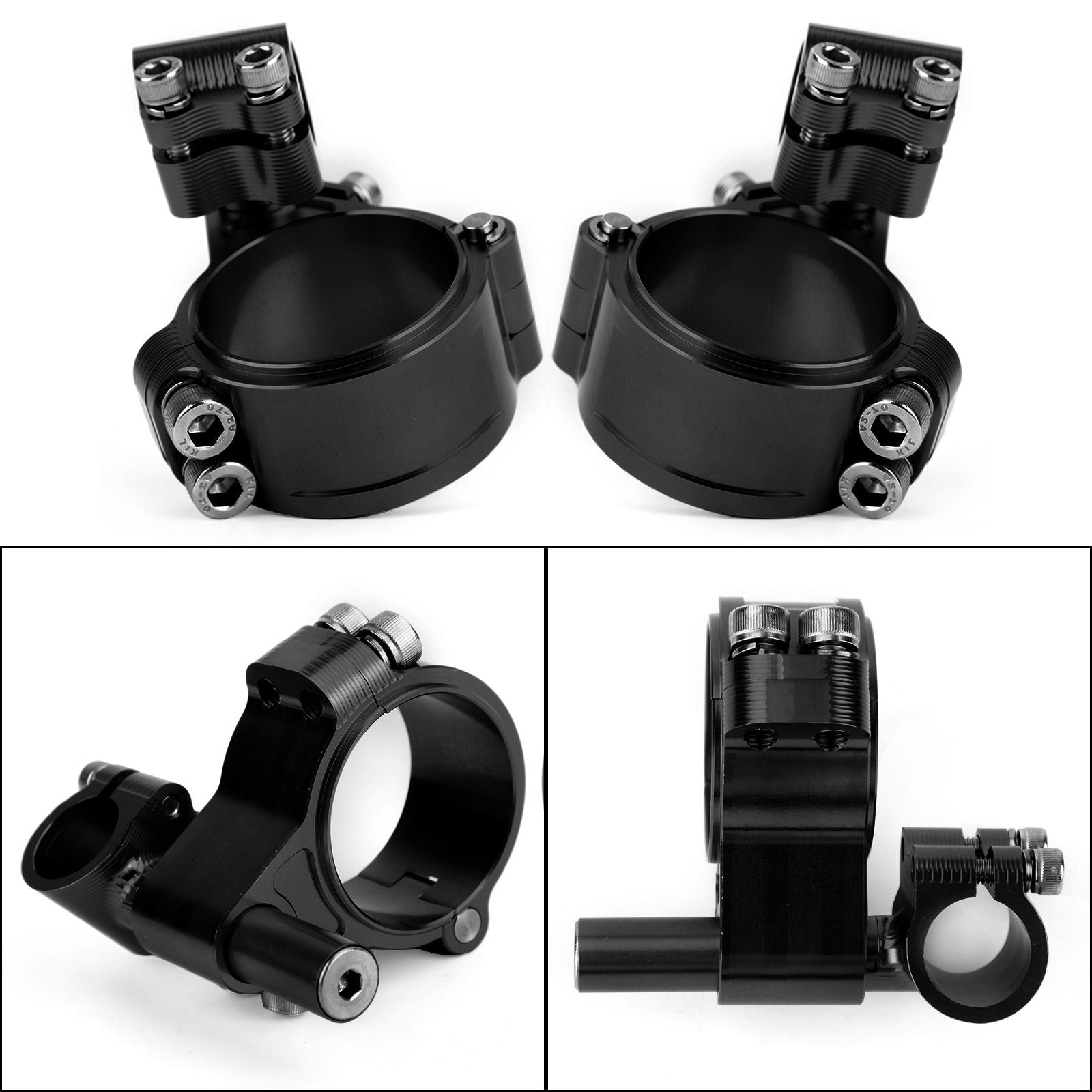 Black Universal Adjustable Rotatable CNC Billet Clip Ons Fork Tube Handlebar Kit 51mm