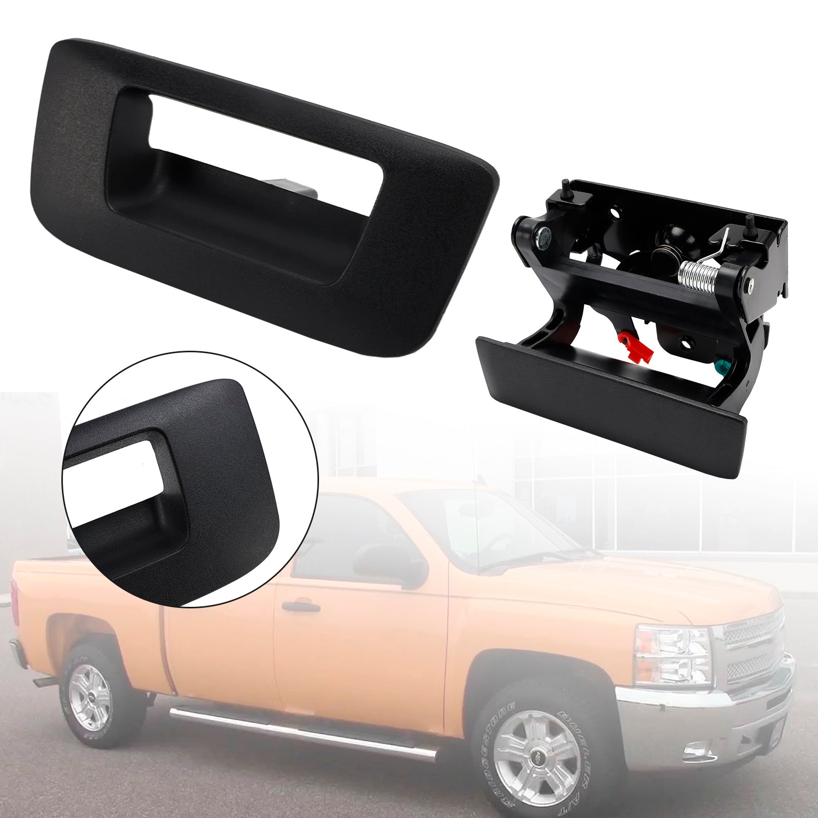 Tailgate Handle Set of 2 Exterior Black For Chevrolet Silverado 1500 2007-2013